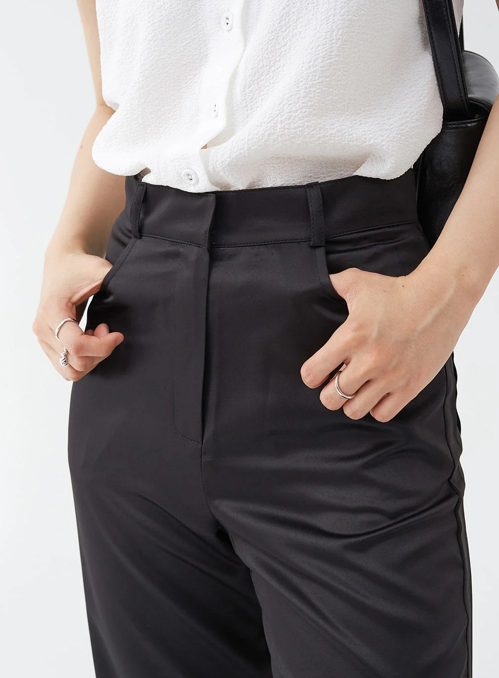 Satin Slit Straight Fit Tailored Pants OG10 - Image 10