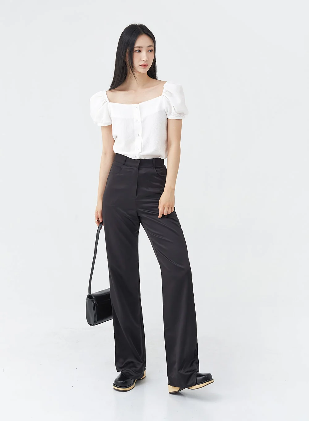 Satin Slit Straight Fit Tailored Pants OG10 - Image 13
