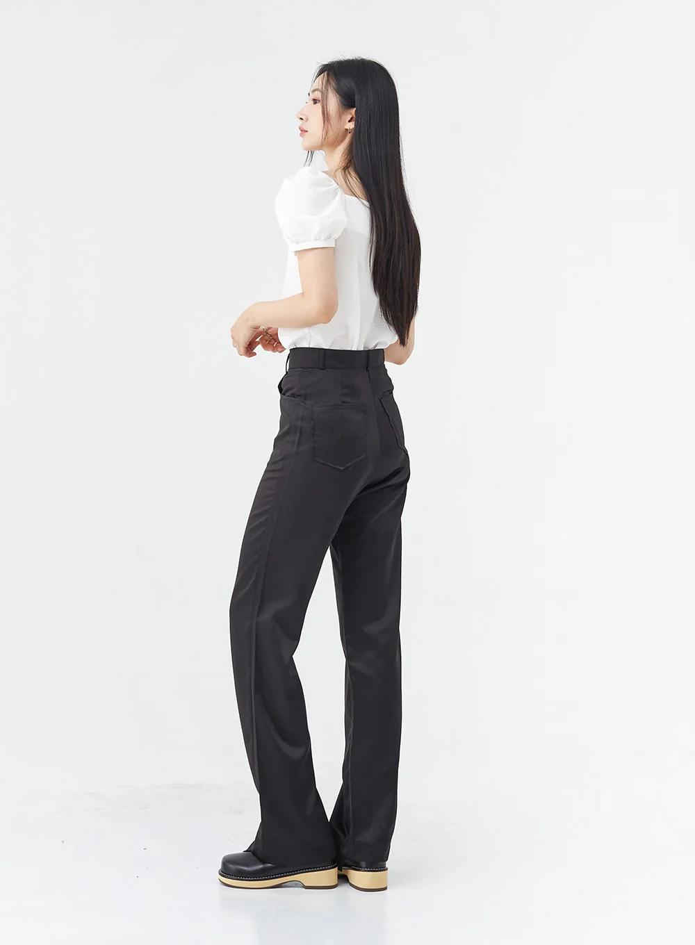 Satin Slit Straight Fit Tailored Pants OG10 - Image 6