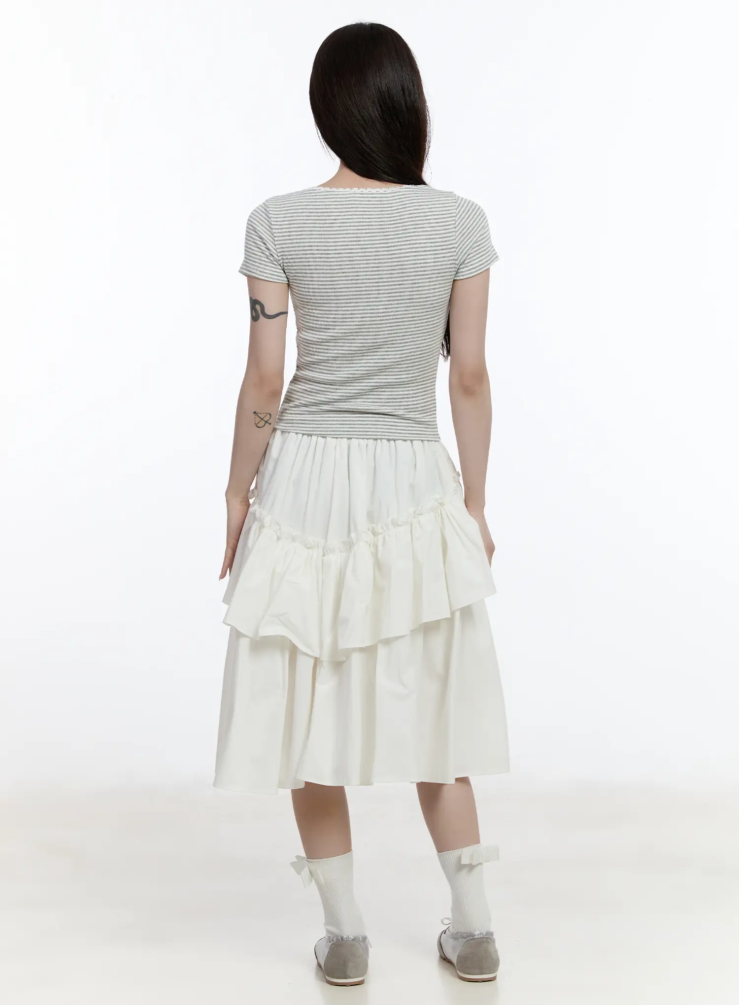 Scoop Neck Striped Lace Top CA503 - Image 5