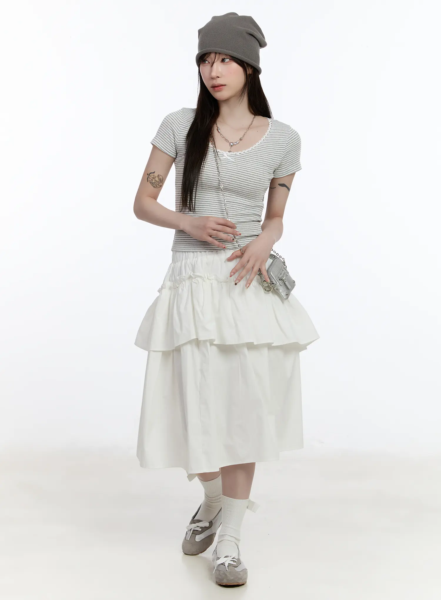 Scoop Neck Striped Lace Top CA503 - Image 7