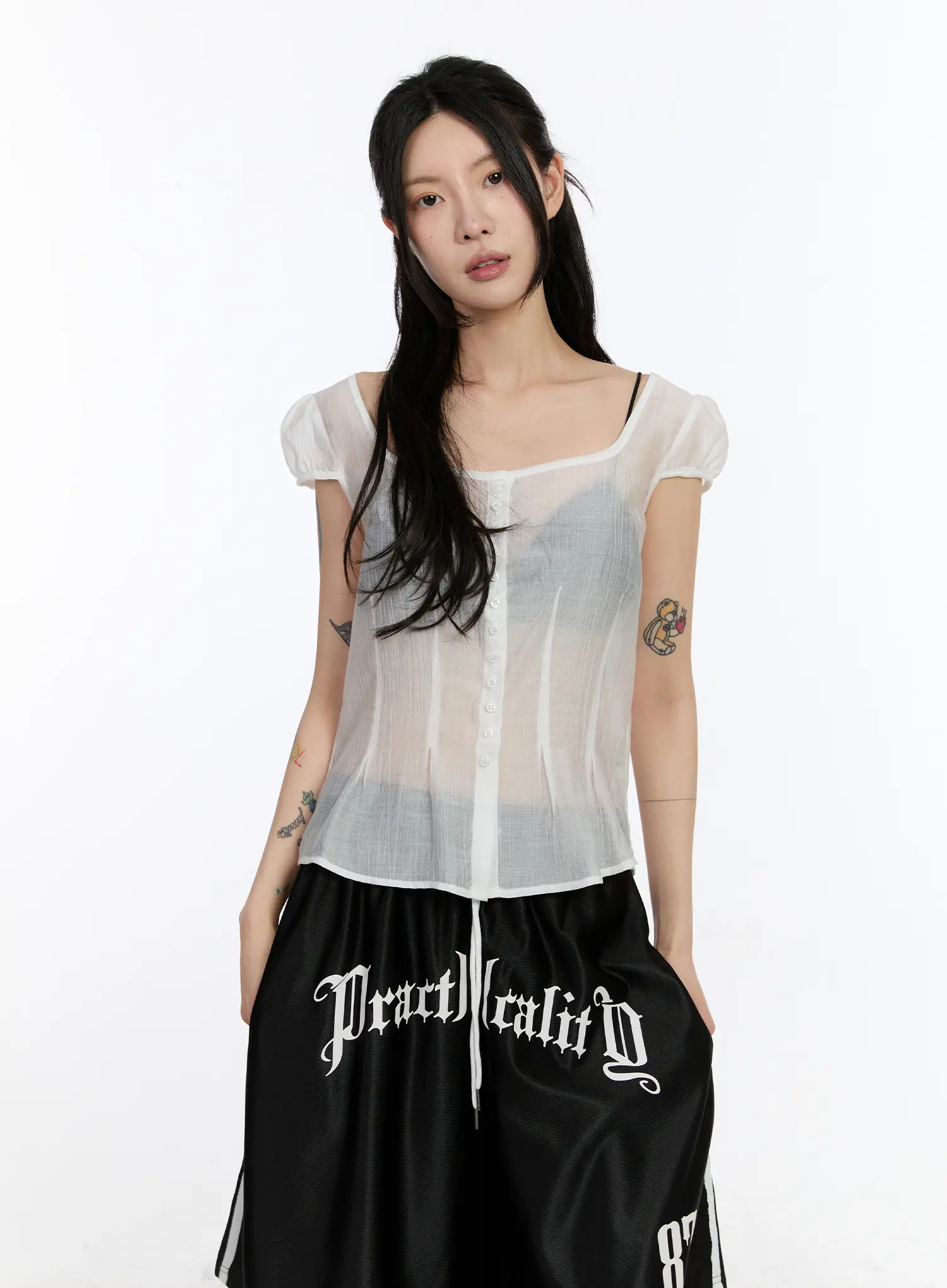See-Through Button Down Blouse CA508 - Image 7