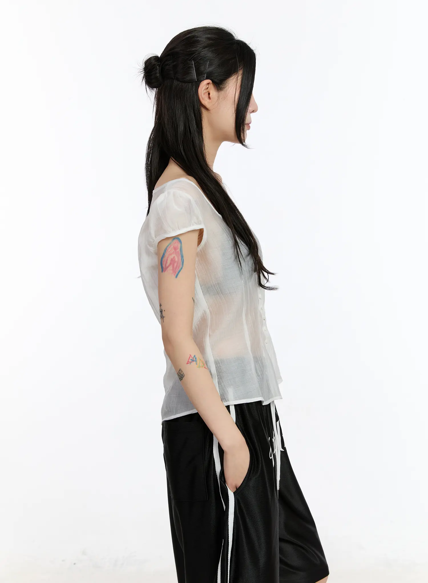 See-Through Button Down Blouse CA508 - Image 8