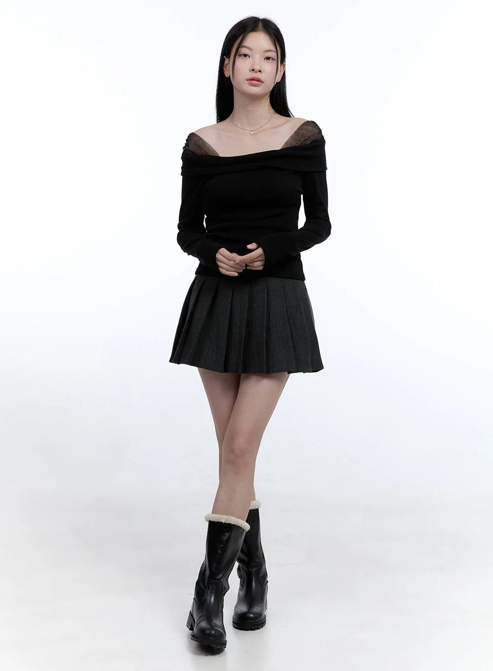 See-Through Off-Shoulder Top OO429 - Image 2