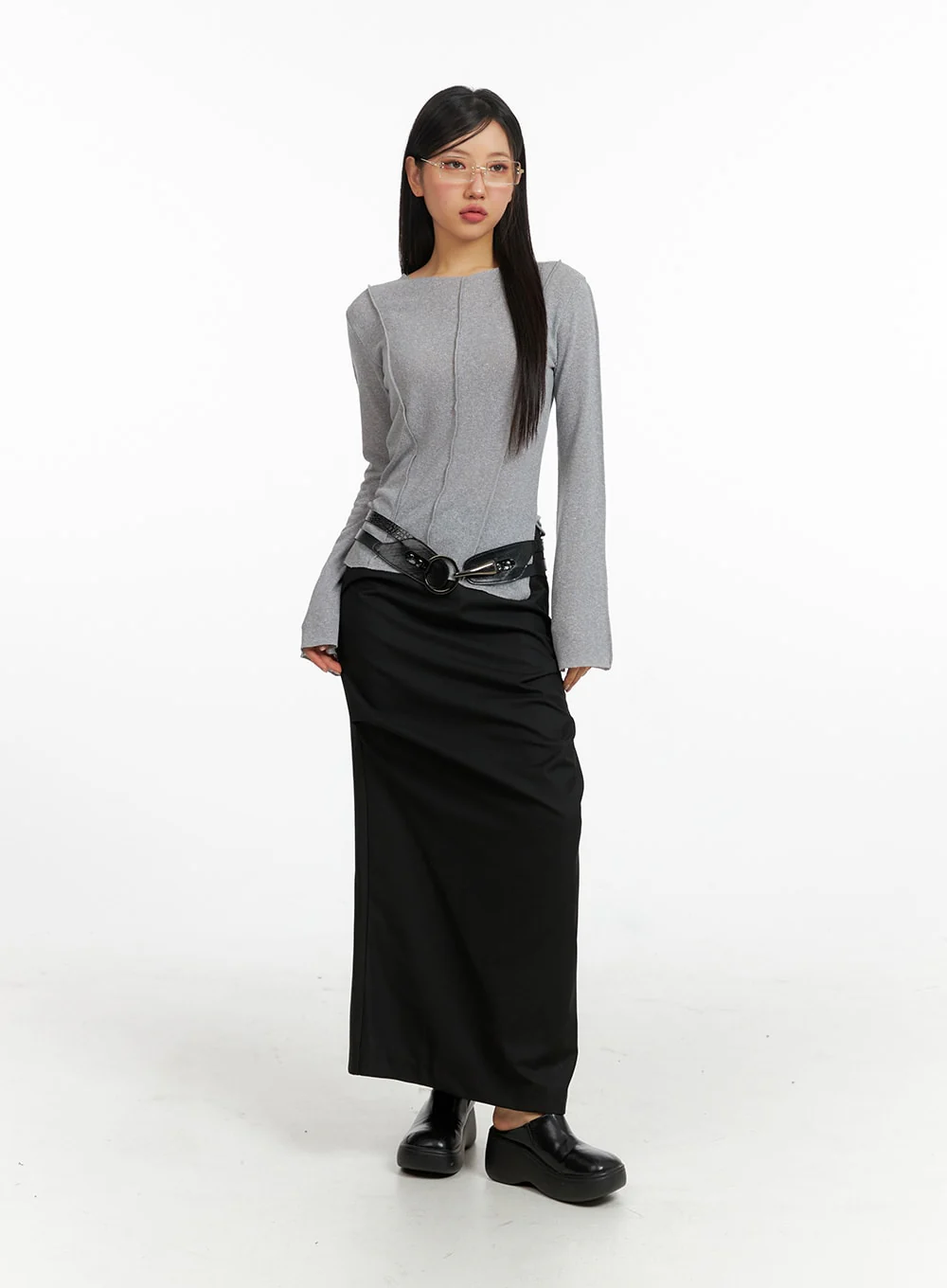 Semi-Ruched Split Maxi Skirt CF407 - Image 2