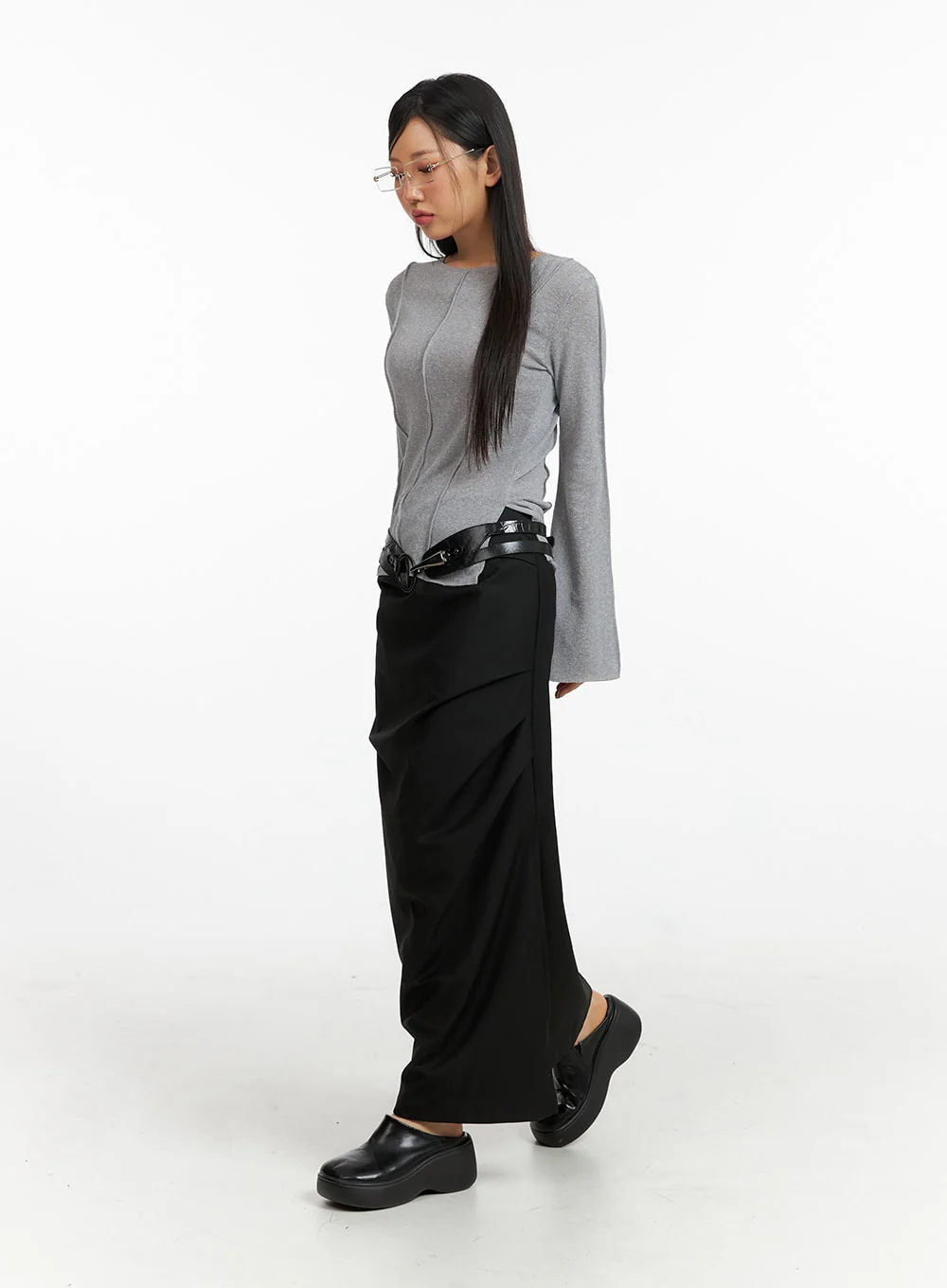 Semi-Ruched Split Maxi Skirt CF407 - Image 3