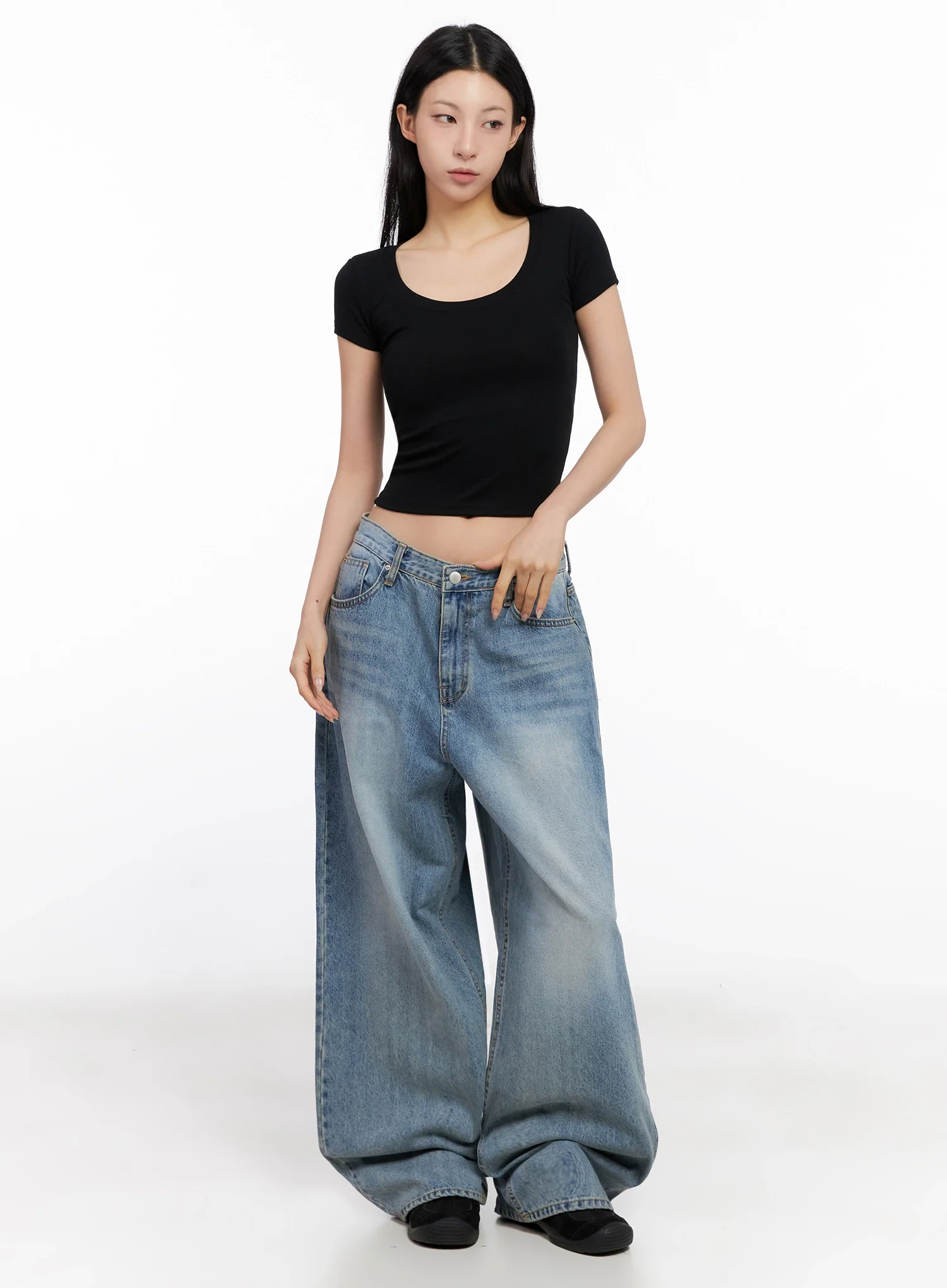 Seojin Washed Wide-Leg Jeans IG508 - Image 10