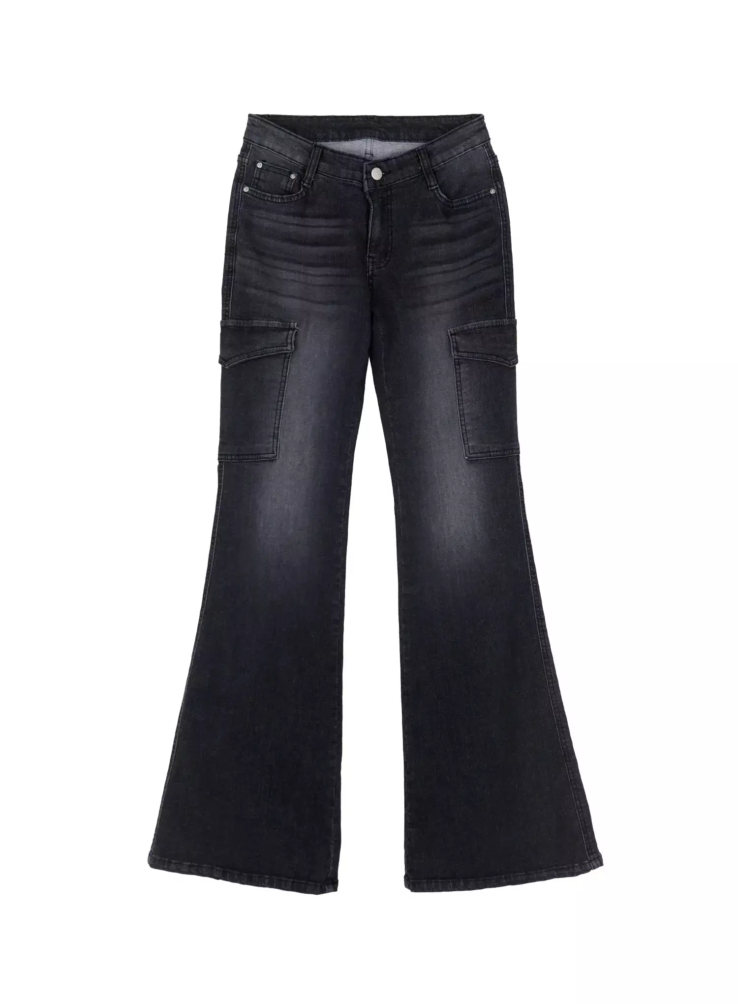 Seowon Black Cargo Low-Rise Bootcut Jeans IN514 - Image 15