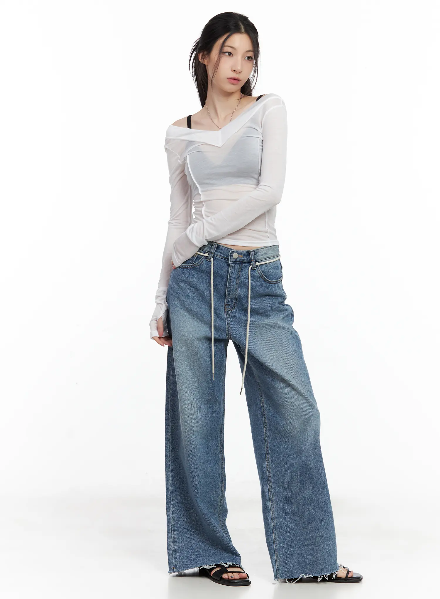 Sheer Back-Slit Long-Sleeve Tee CU530 - Image 3