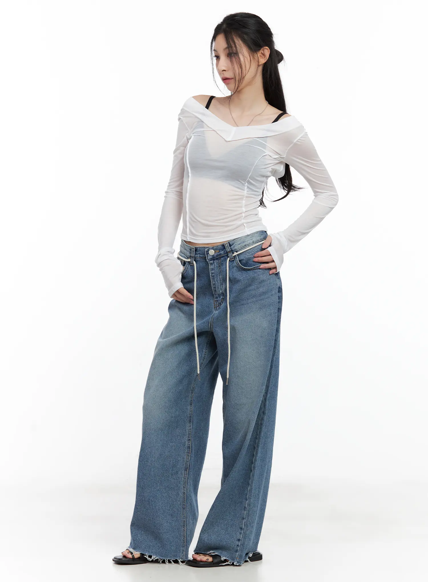 Sheer Back-Slit Long-Sleeve Tee CU530 - Image 5