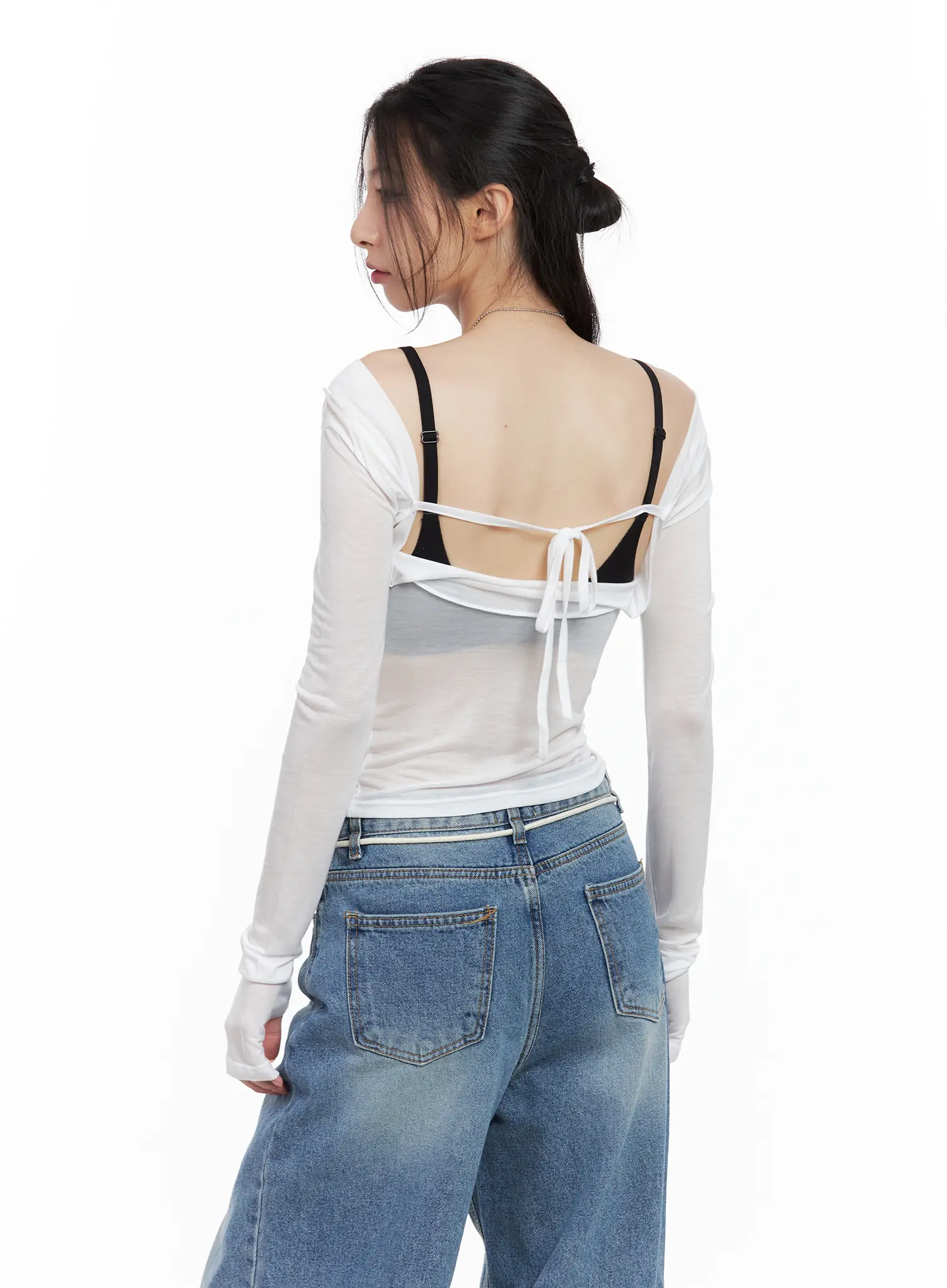Sheer Back-Slit Long-Sleeve Tee CU530 - Image 6