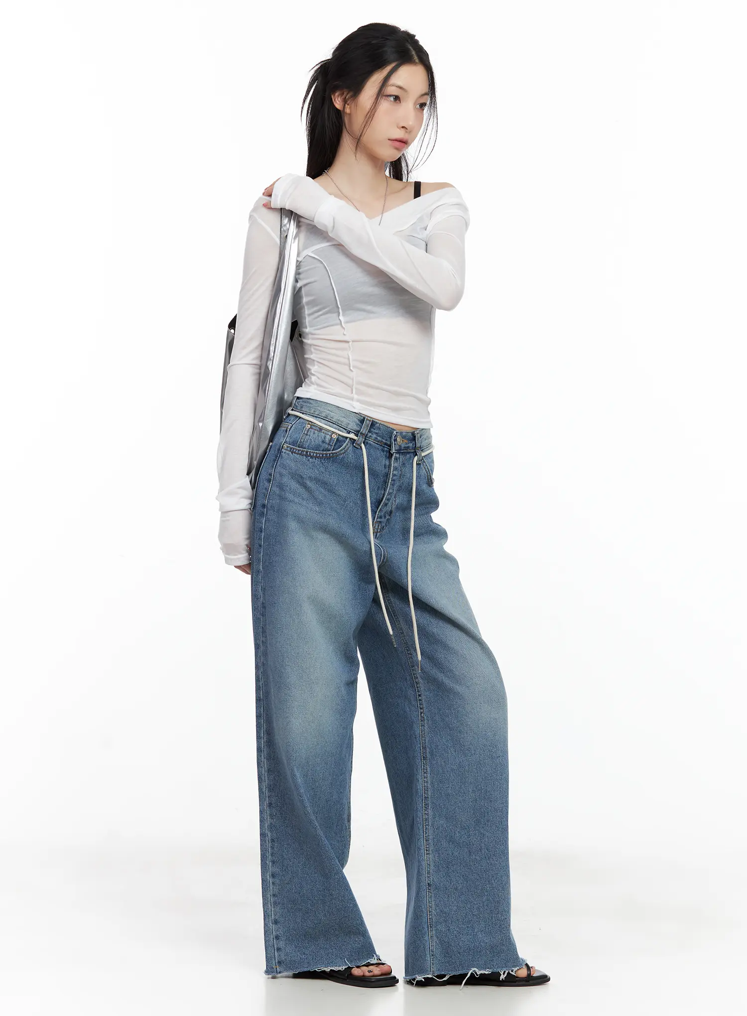 Sheer Back-Slit Long-Sleeve Tee CU530 - Image 9