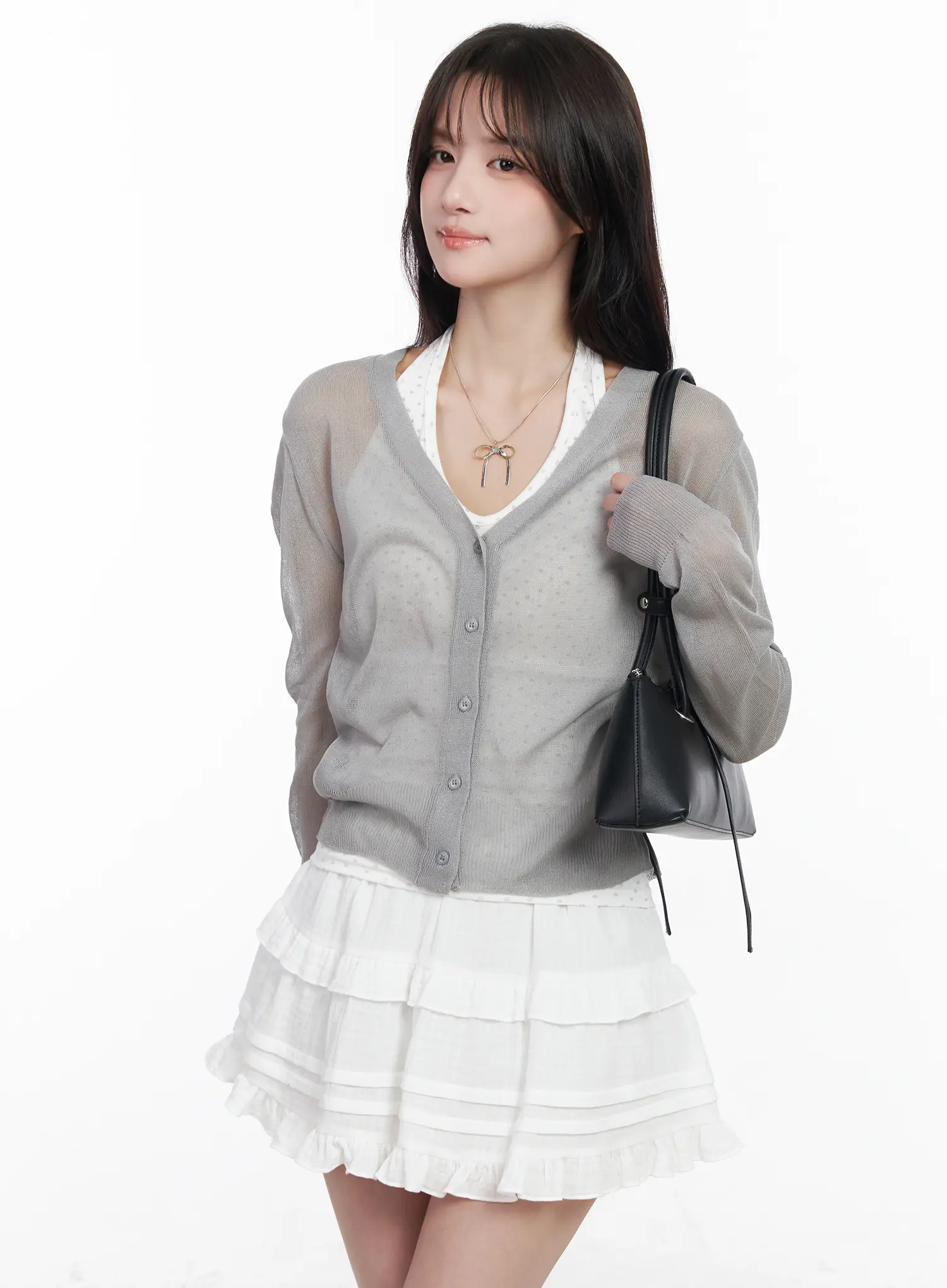 Sheer Button Up Cardigan CM527