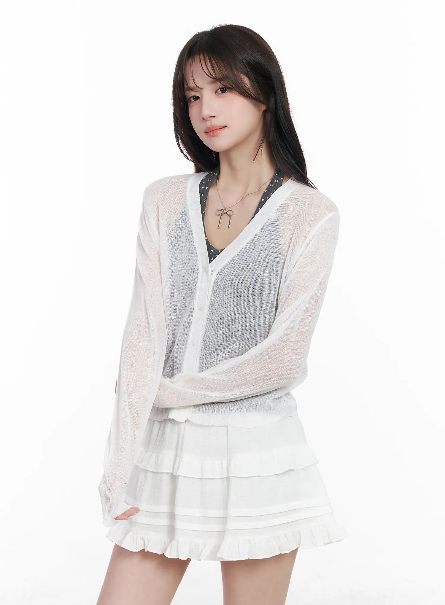 Sheer Button Up Cardigan CM527 - Image 11