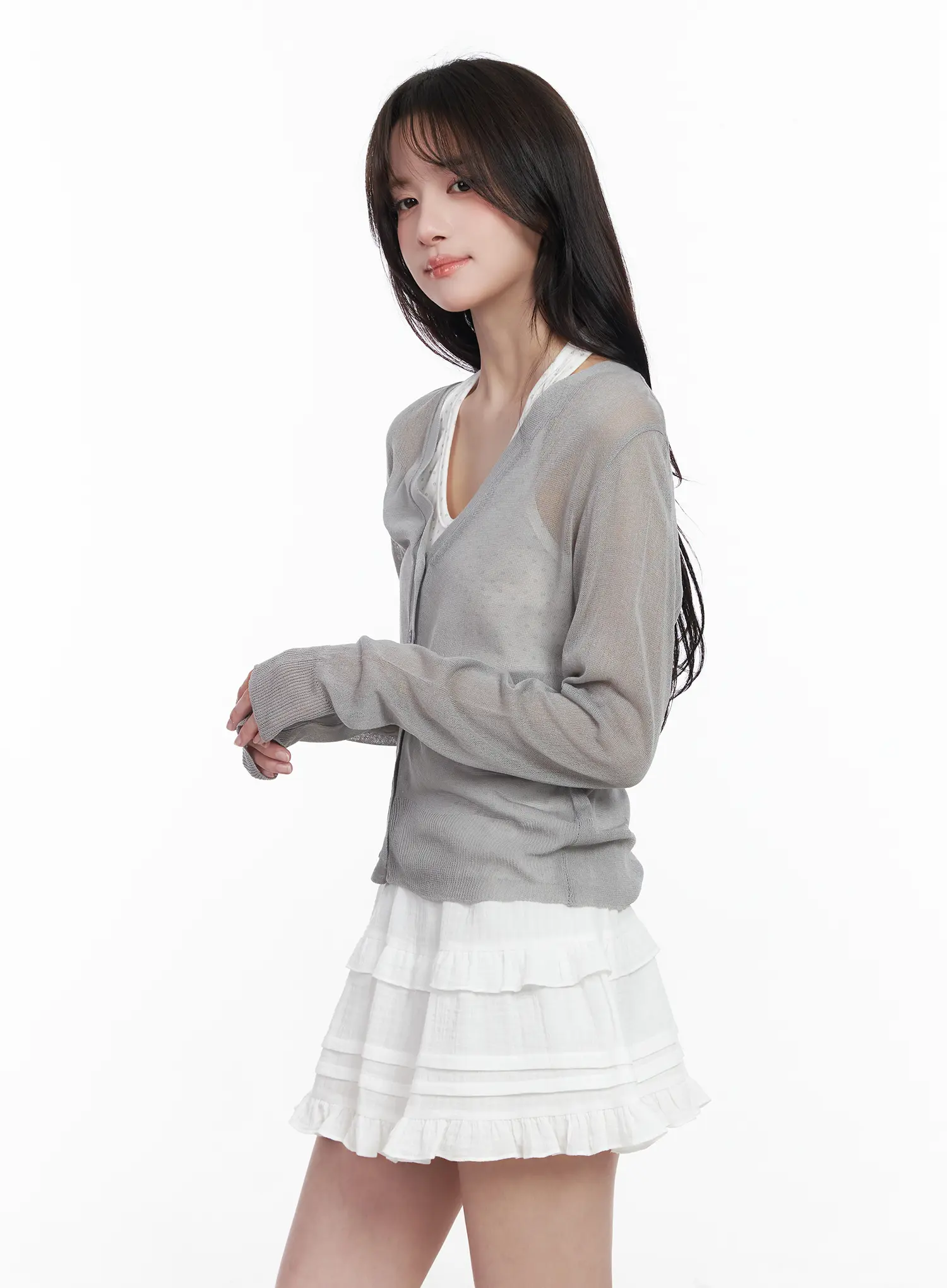 Sheer Button Up Cardigan CM527 - Image 6