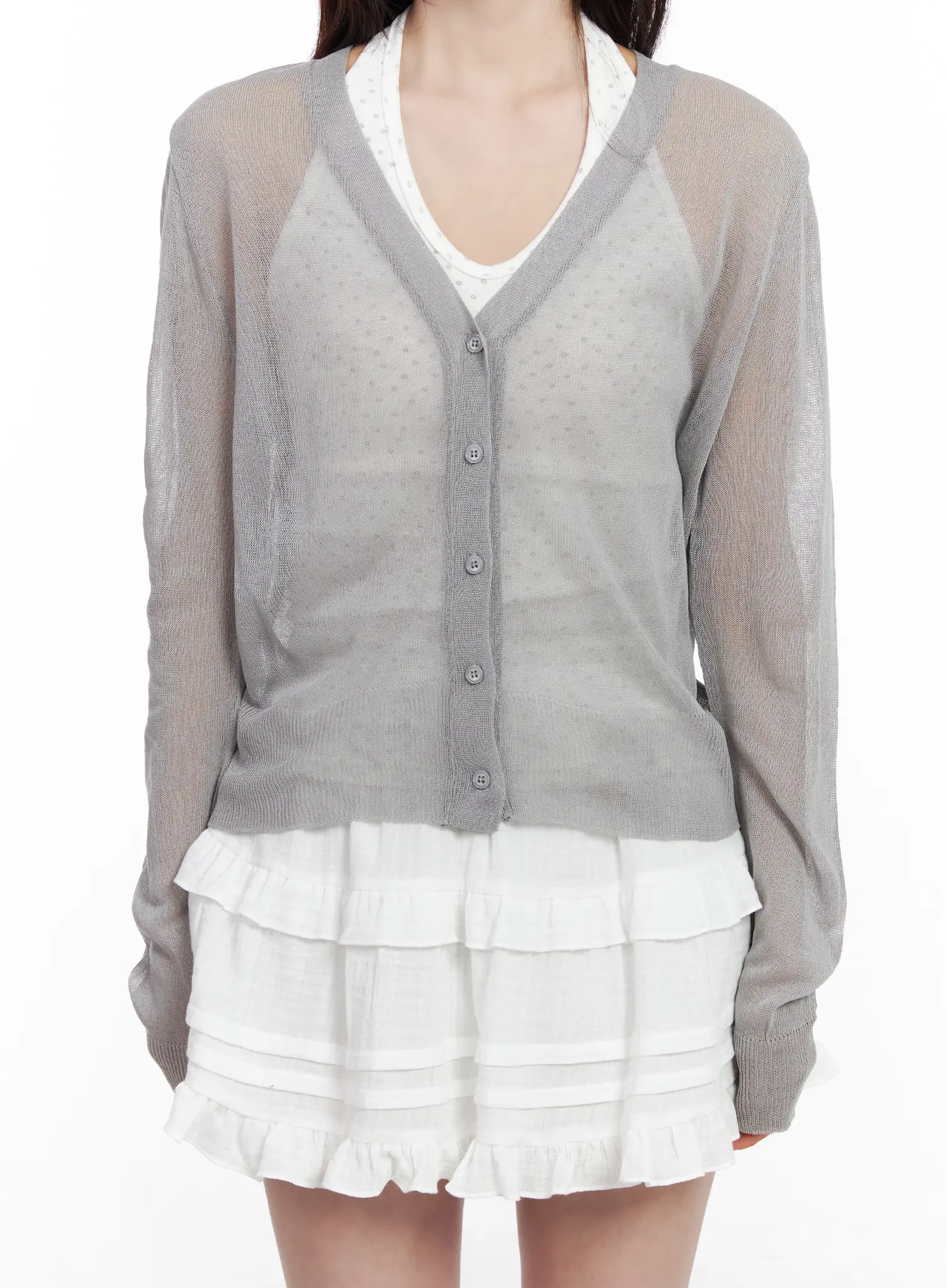 Sheer Button Up Cardigan CM527 - Image 8