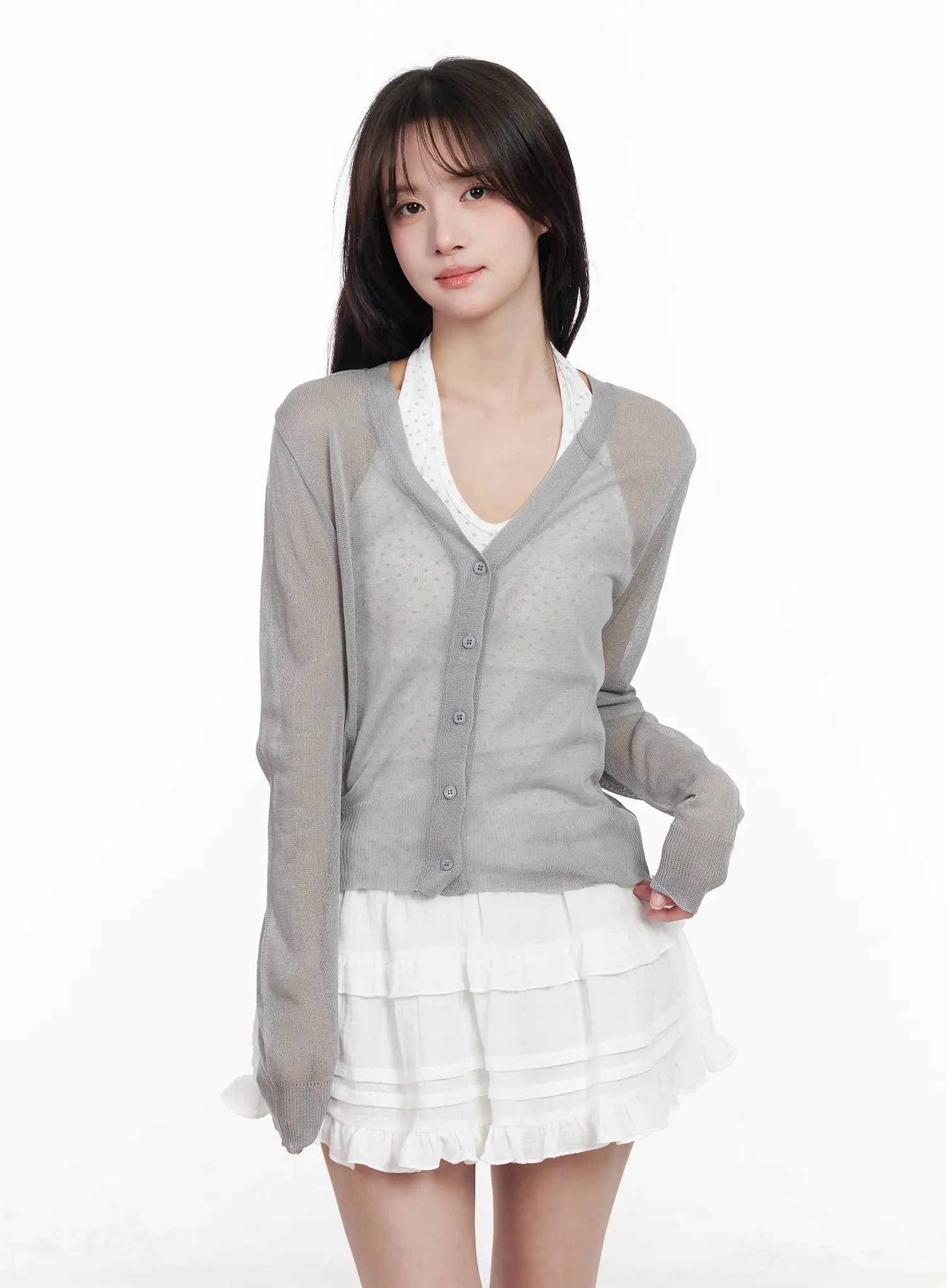 Sheer Button Up Cardigan CM527 - Image 9