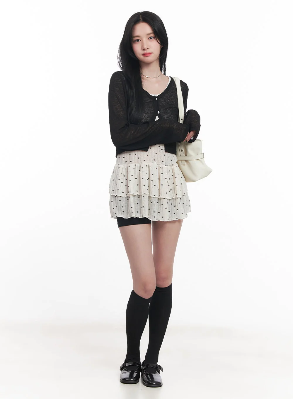 Sheer Buttoned Crop Cardigan CY526 - Image 2