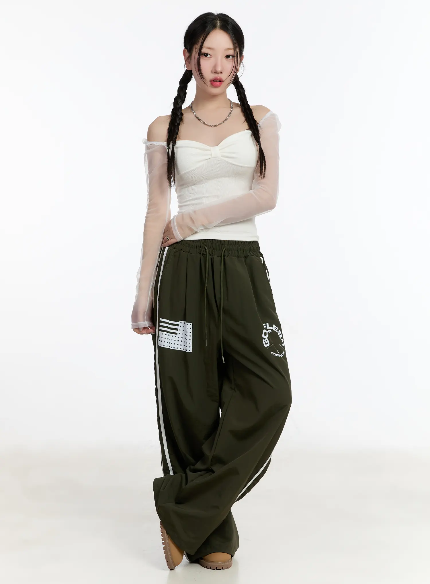 Sheer Frill Off-Shoulder Long Sleeve Top CM511 - Image 3