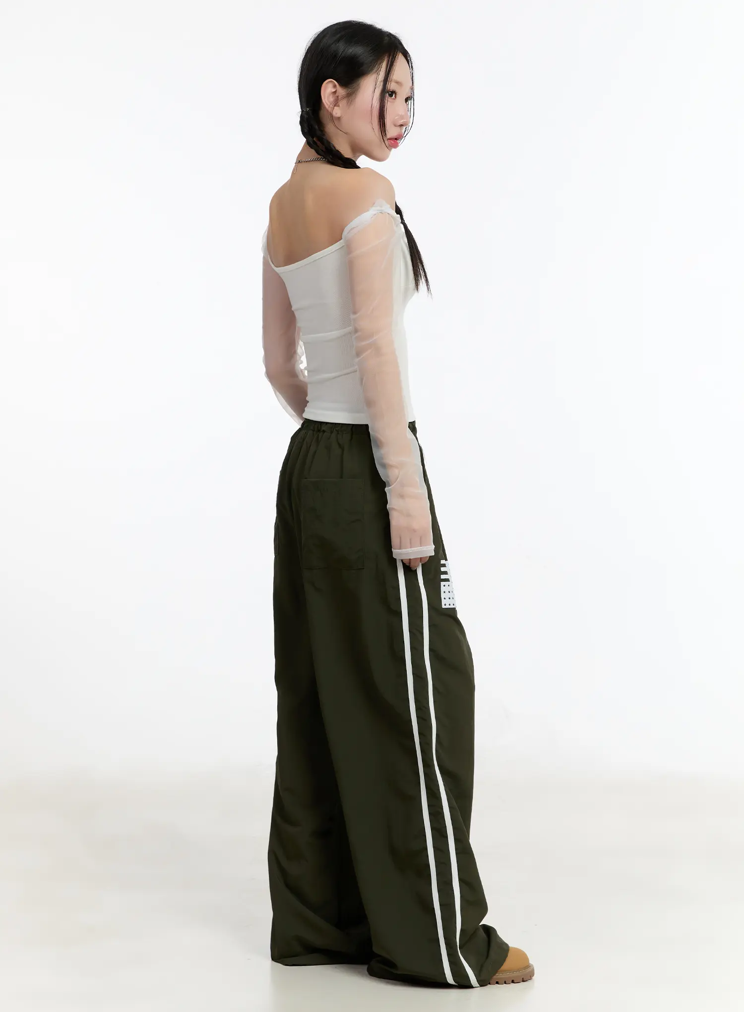 Sheer Frill Off-Shoulder Long Sleeve Top CM511 - Image 4