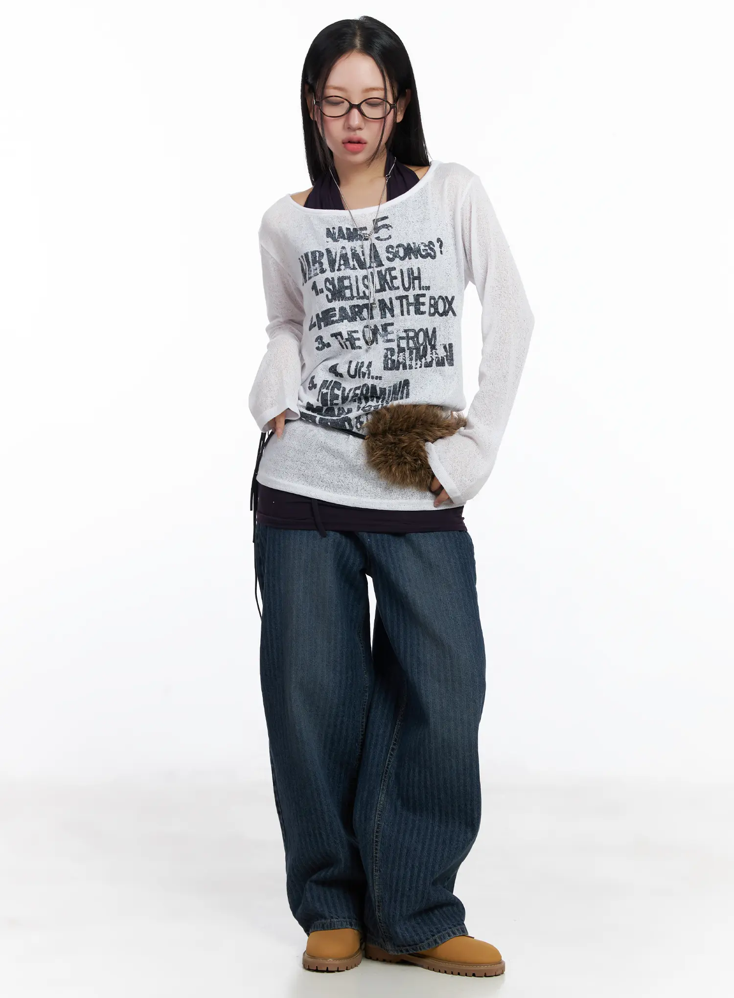 Sheer Graphic Lettering Top CJ514 - Image 3