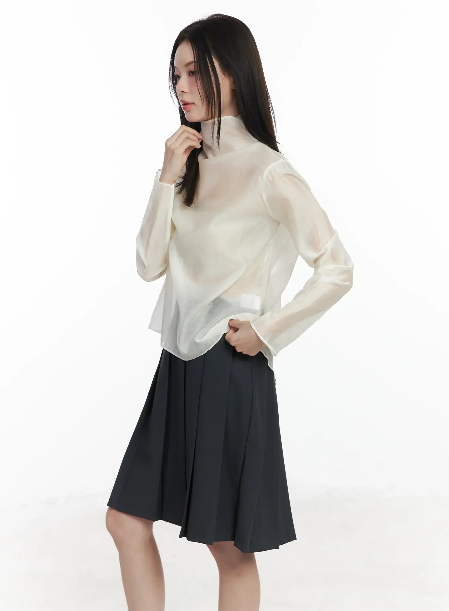 Sheer High Neck Blouse IF524 - Image 3