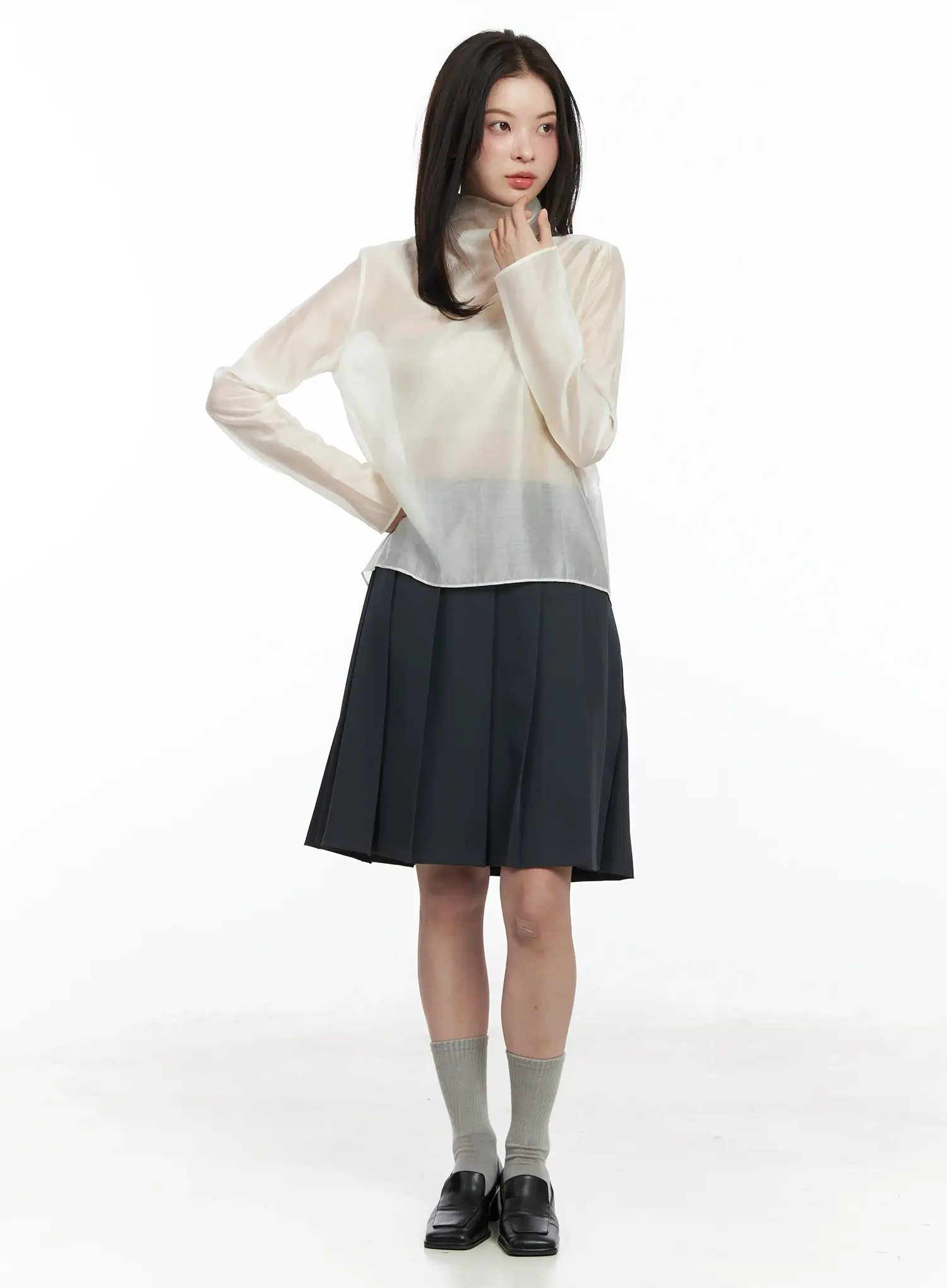 Sheer High Neck Blouse IF524 - Image 8