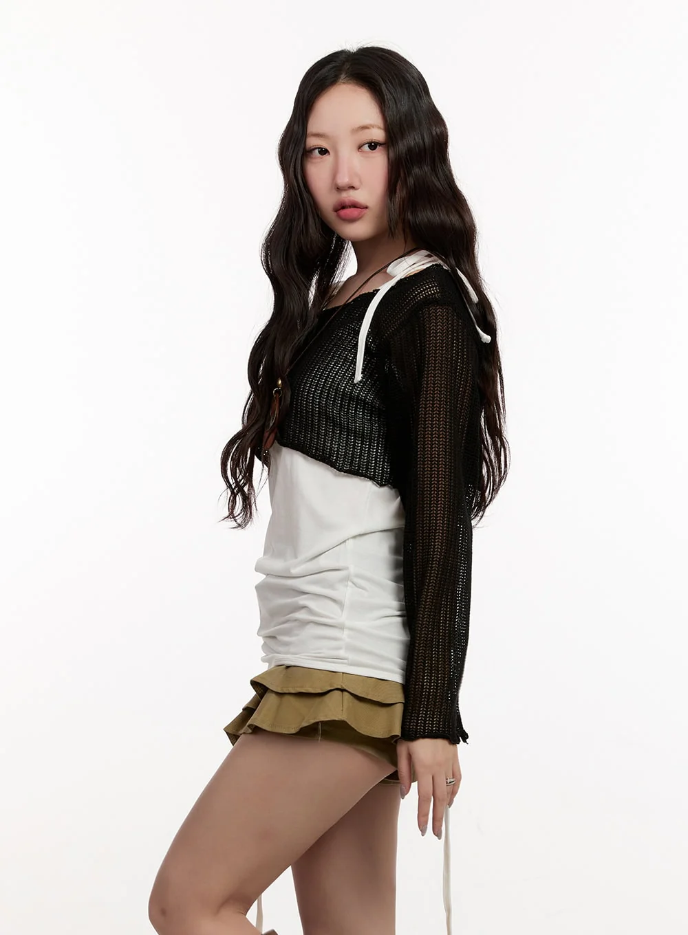 Sheer Knit Long-Sleeve Crop Top CM510 - Image 5