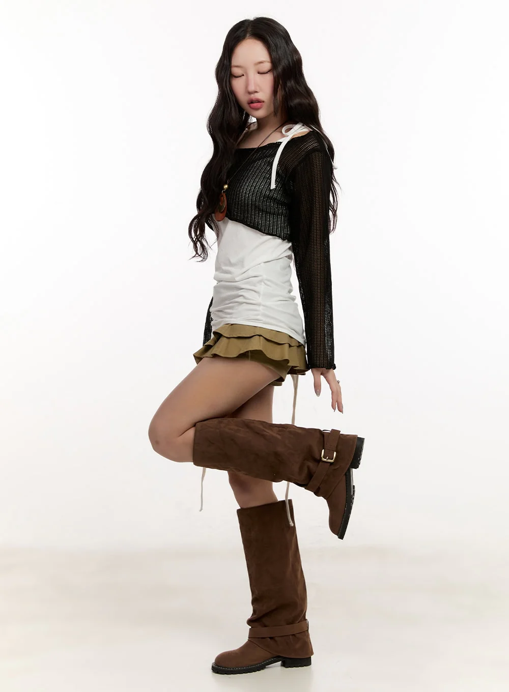 Sheer Knit Long-Sleeve Crop Top CM510 - Image 6