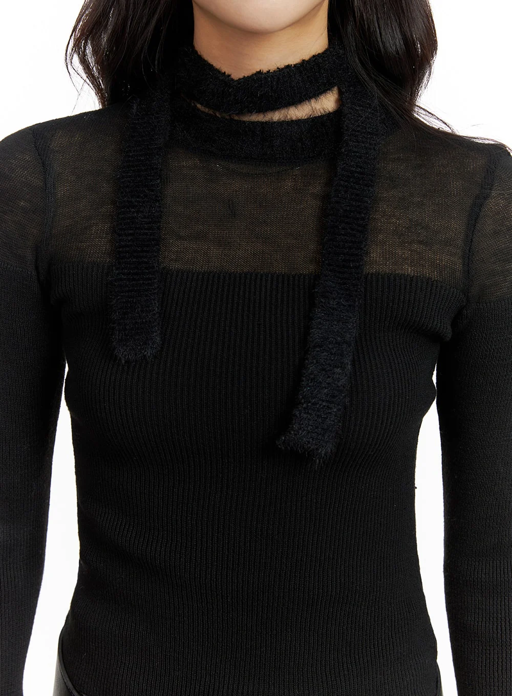Sheer Knit Top with Matching Scarf CF415 - Image 4