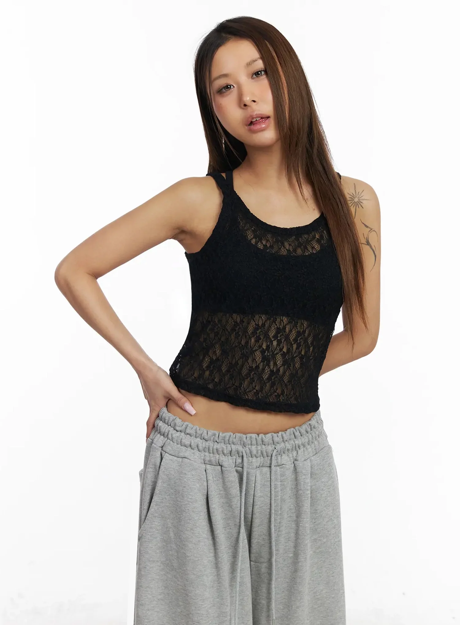 Sheer Lace Crop Tank IY501 - Image 2
