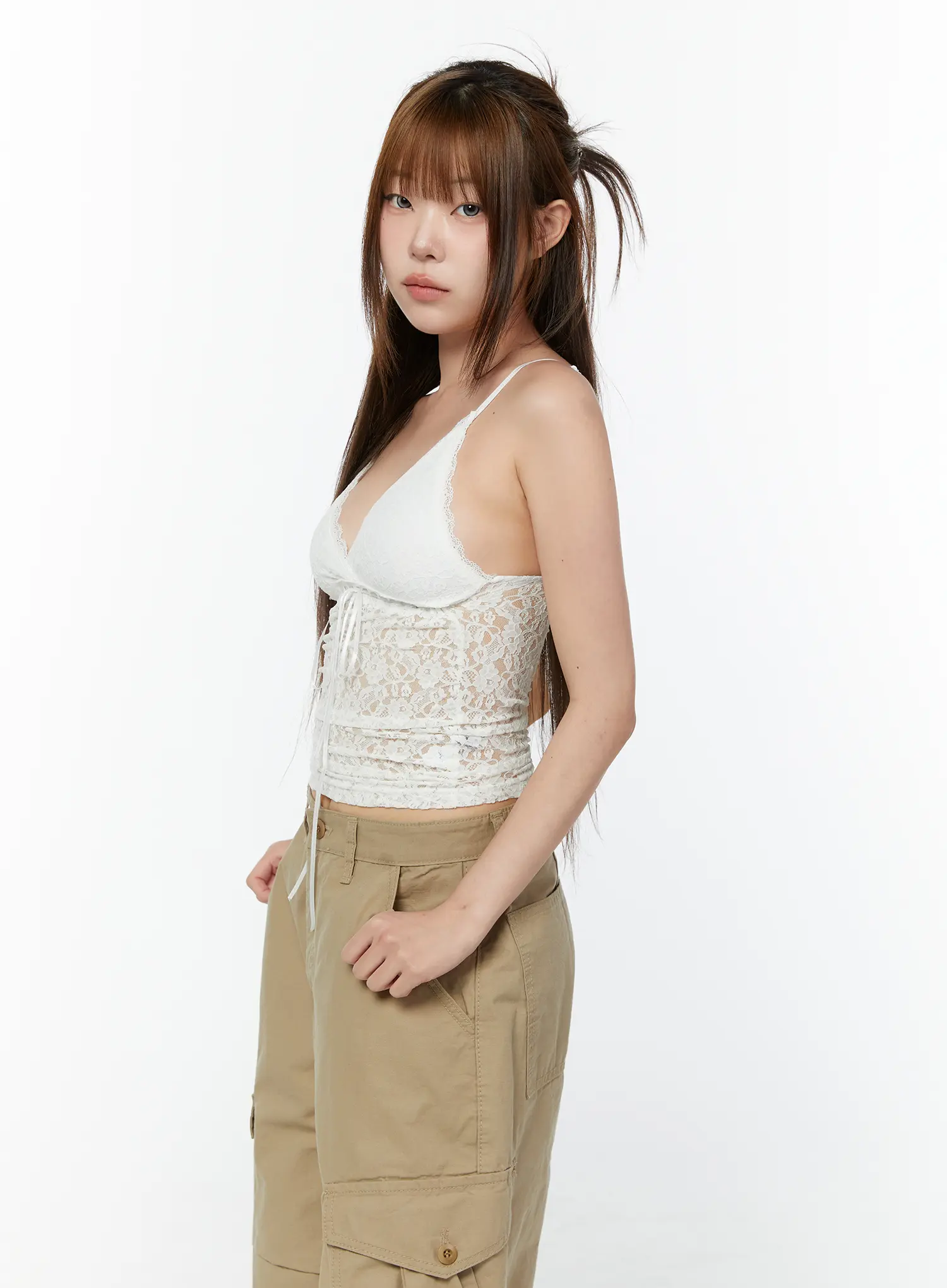 Sheer Lace Front-Tie Tank CY519 - Image 6