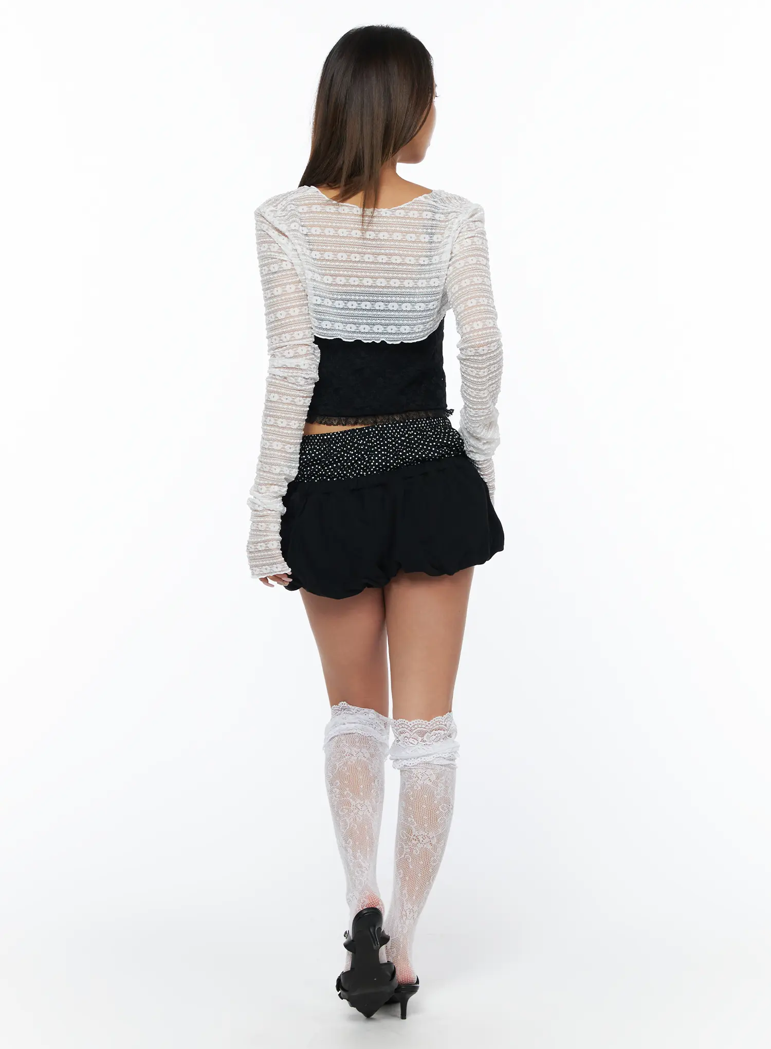 Sheer Lace Long Sleeve Bolero CA516 - Image 5