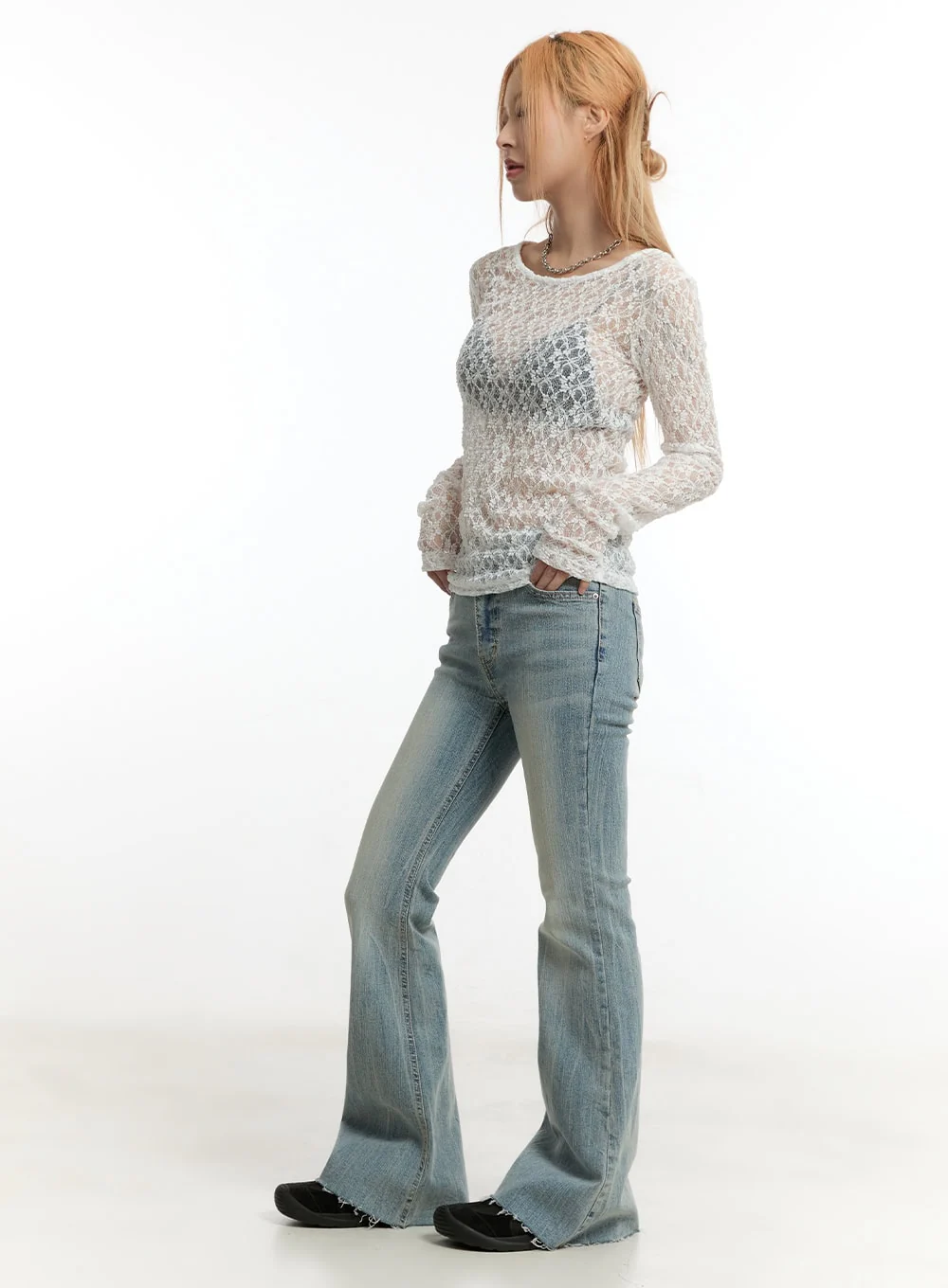 Sheer Lace Long Sleeve Top CY506 - Image 5