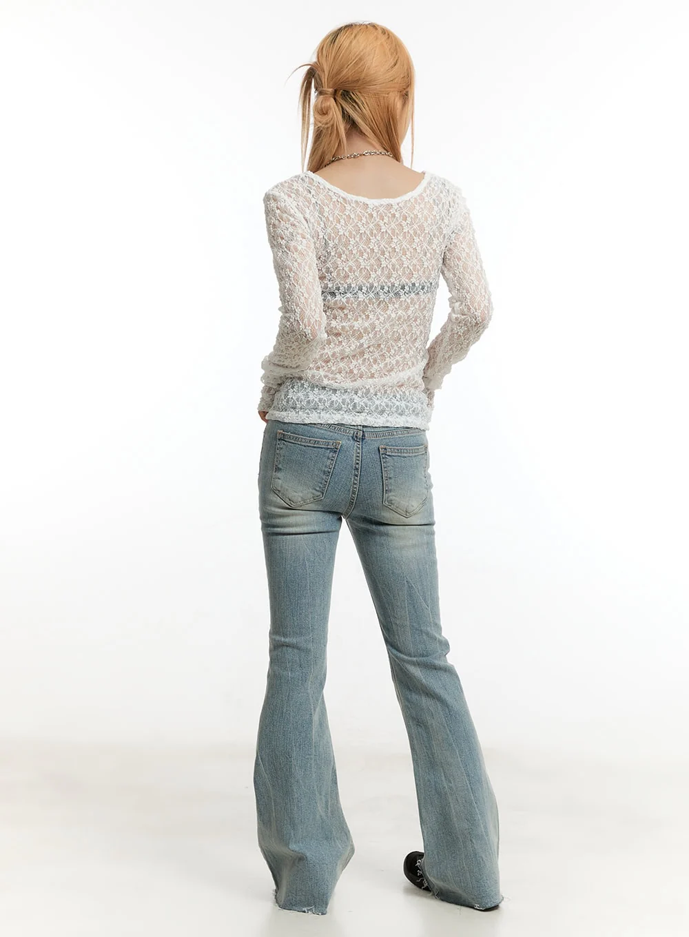 Sheer Lace Long Sleeve Top CY506 - Image 7