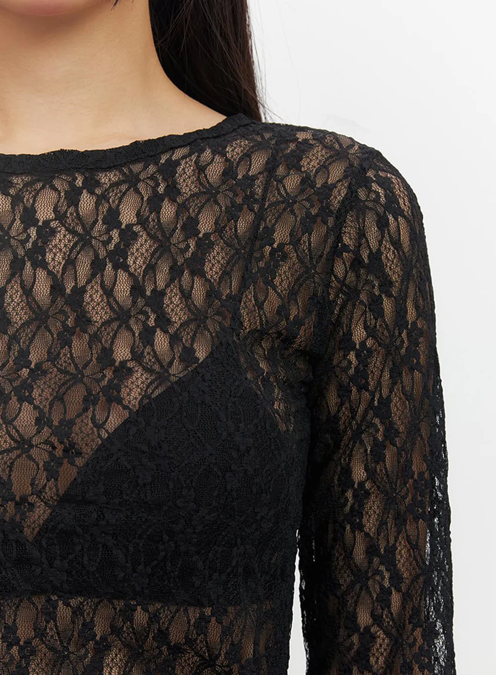 Sheer Lace Long Sleeve Top IF510 - Image 4