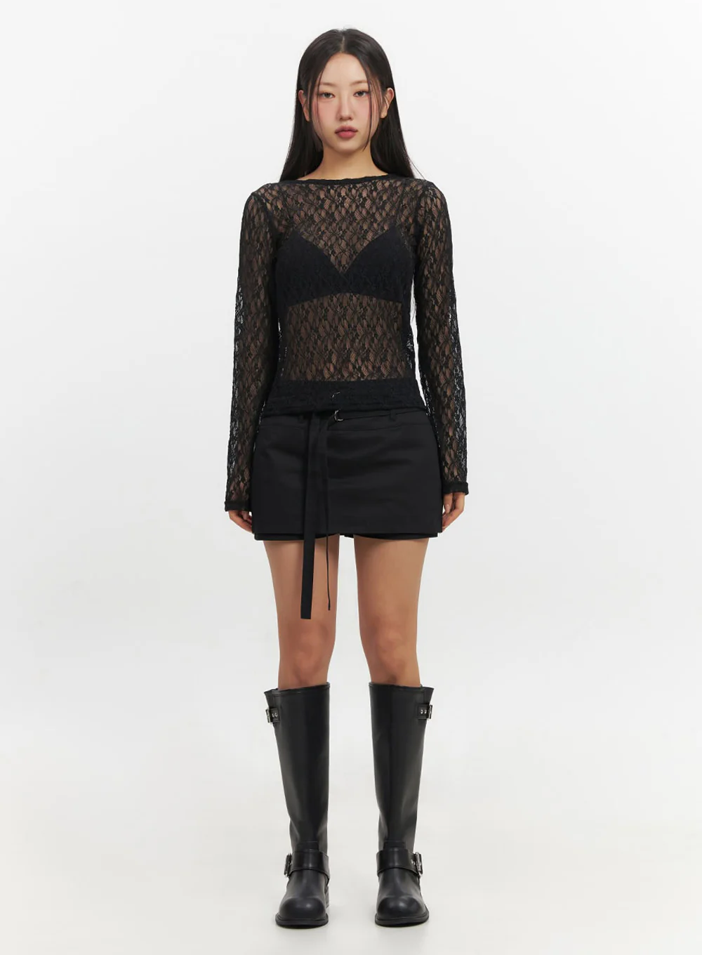 Sheer Lace Long Sleeve Top IF510 - Image 5