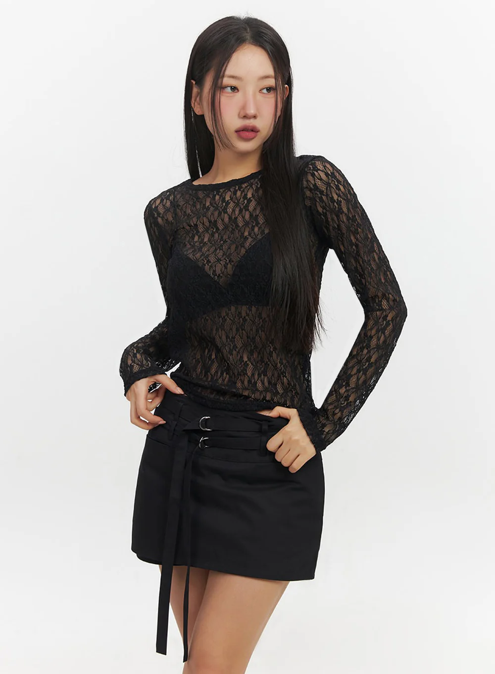 Sheer Lace Long Sleeve Top IF510 - Image 7