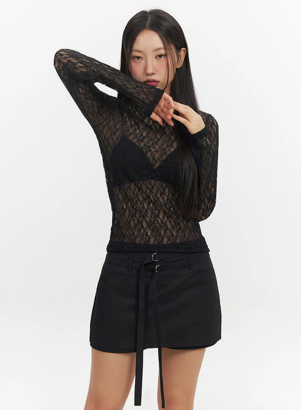 Sheer Lace Long Sleeve Top IF510 - Image 8