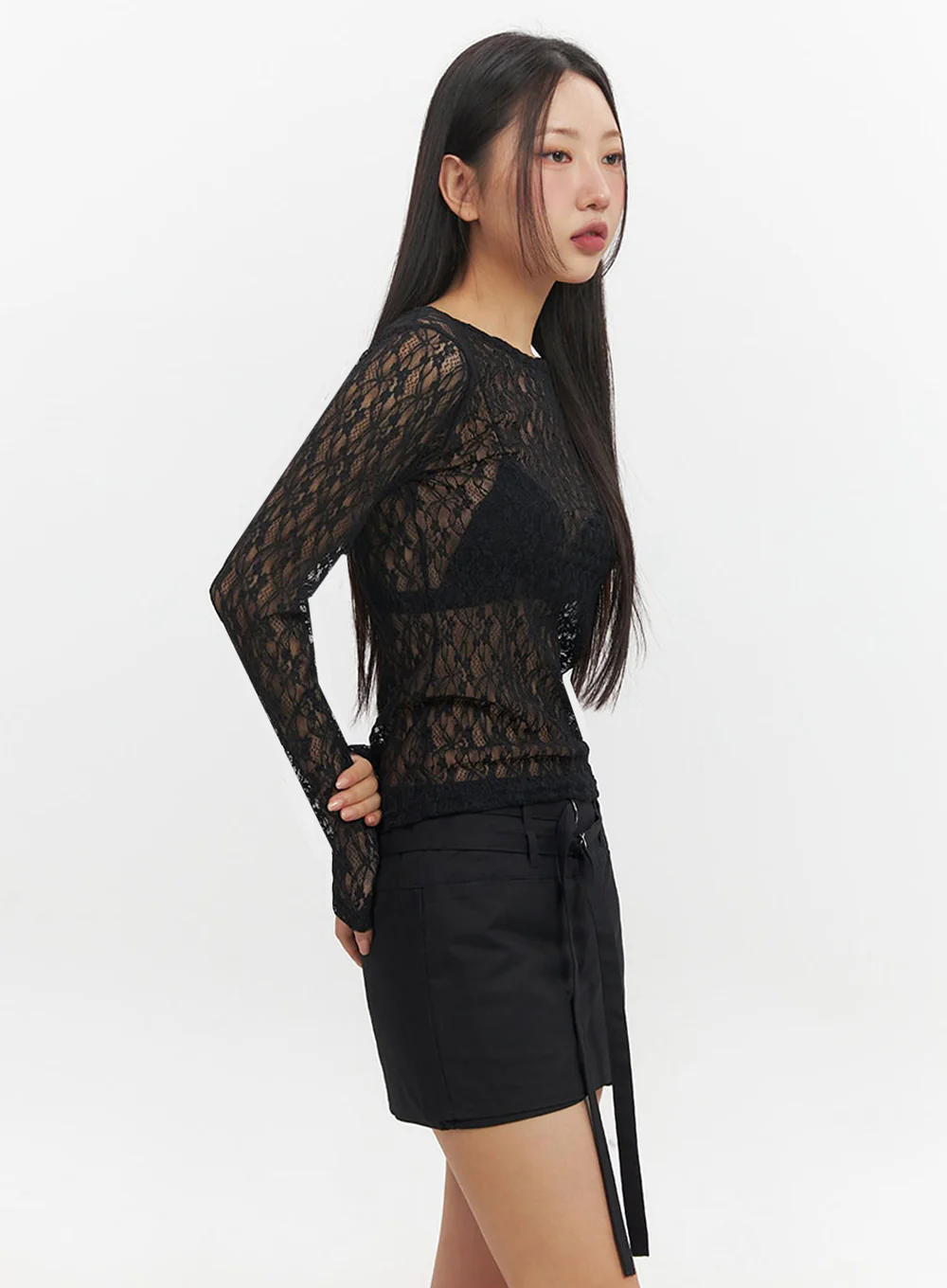 Sheer Lace Long Sleeve Top IF510 - Image 9