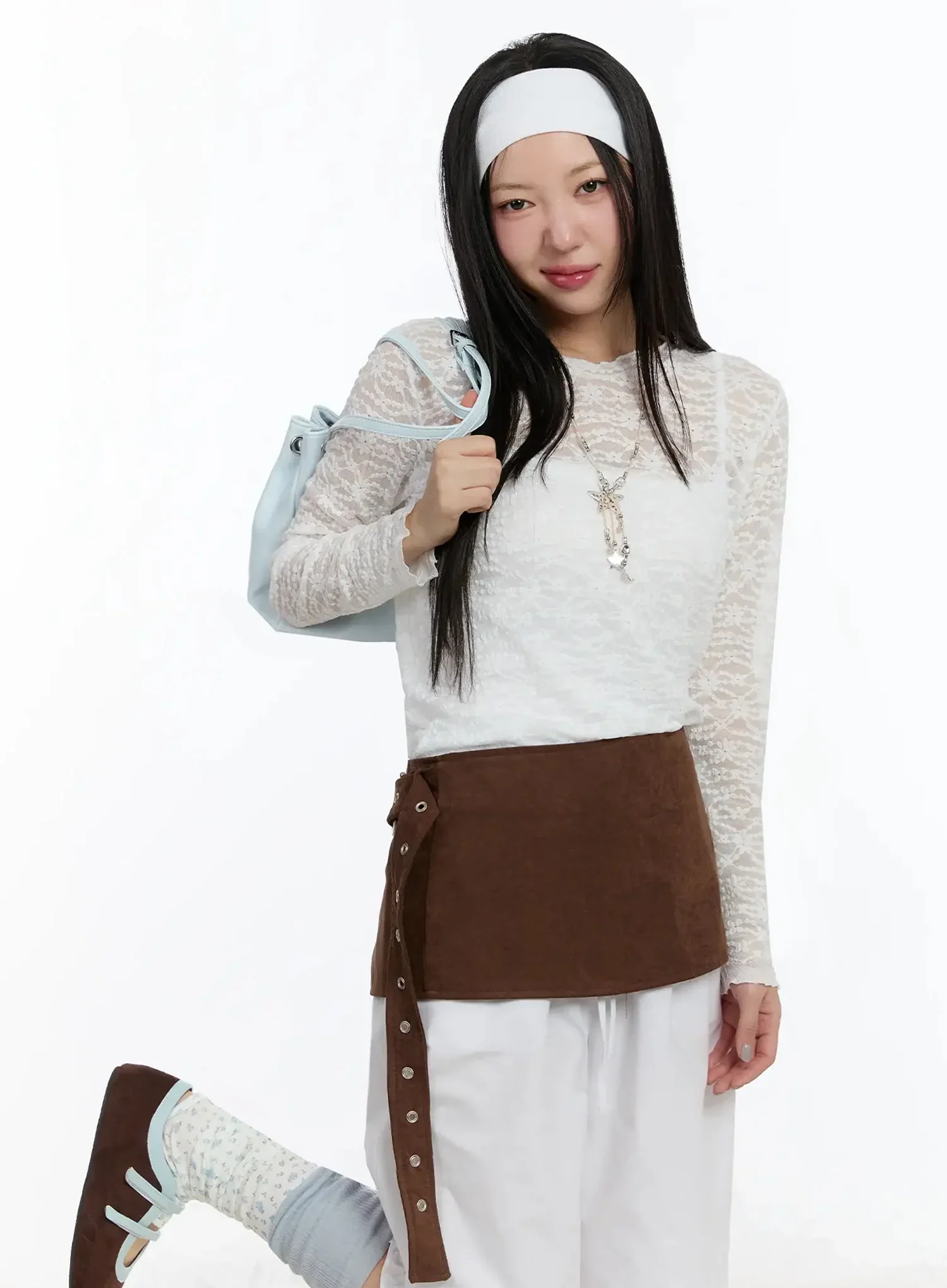 Sheer Lace Long Sleeve Top IM509