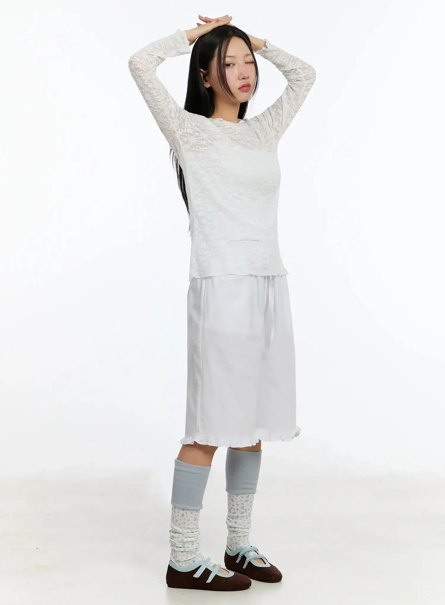 Sheer Lace Long Sleeve Top IM509 - Image 12