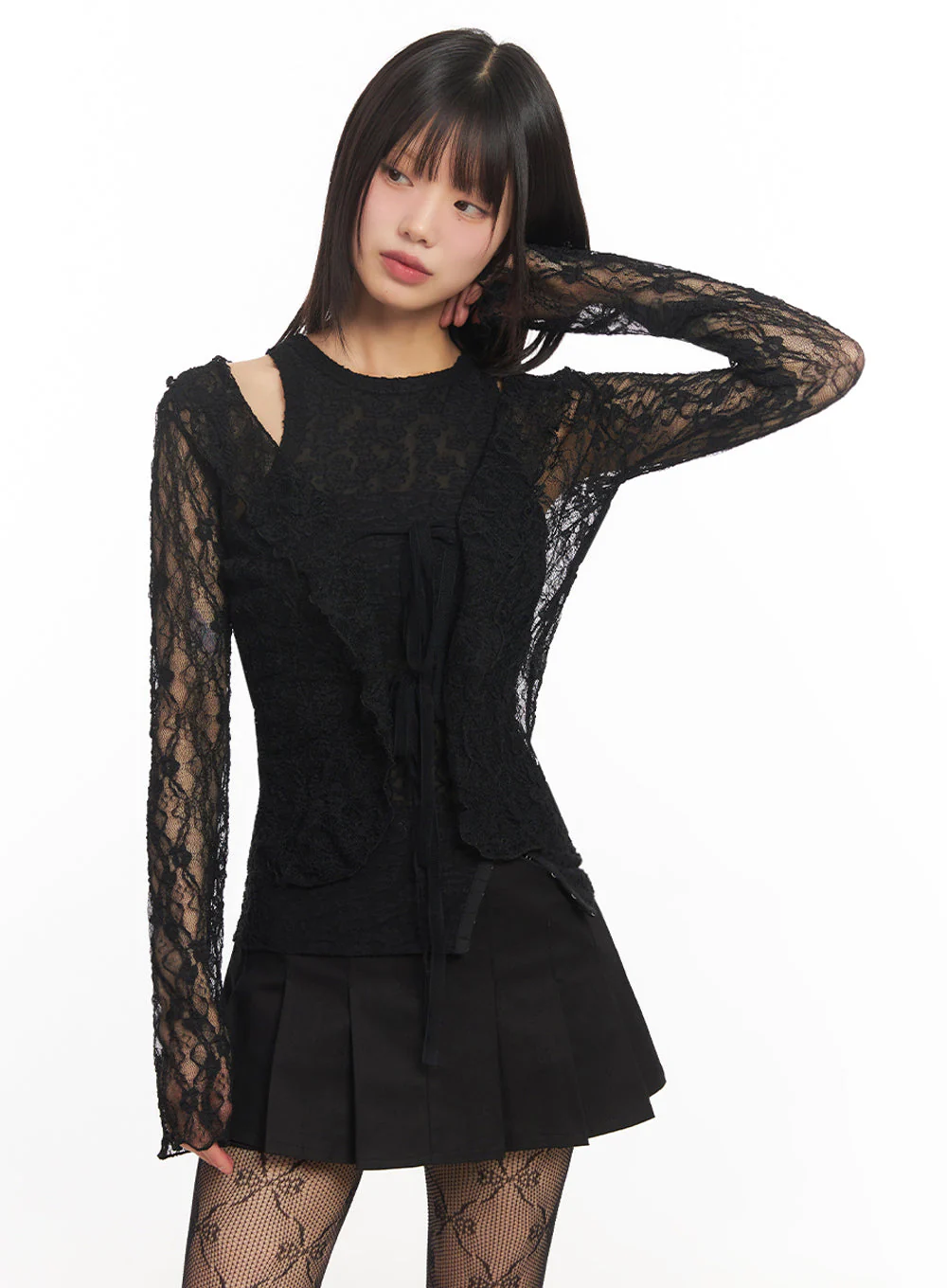 Sheer Lace Strap Cardigan IY502 - Image 15