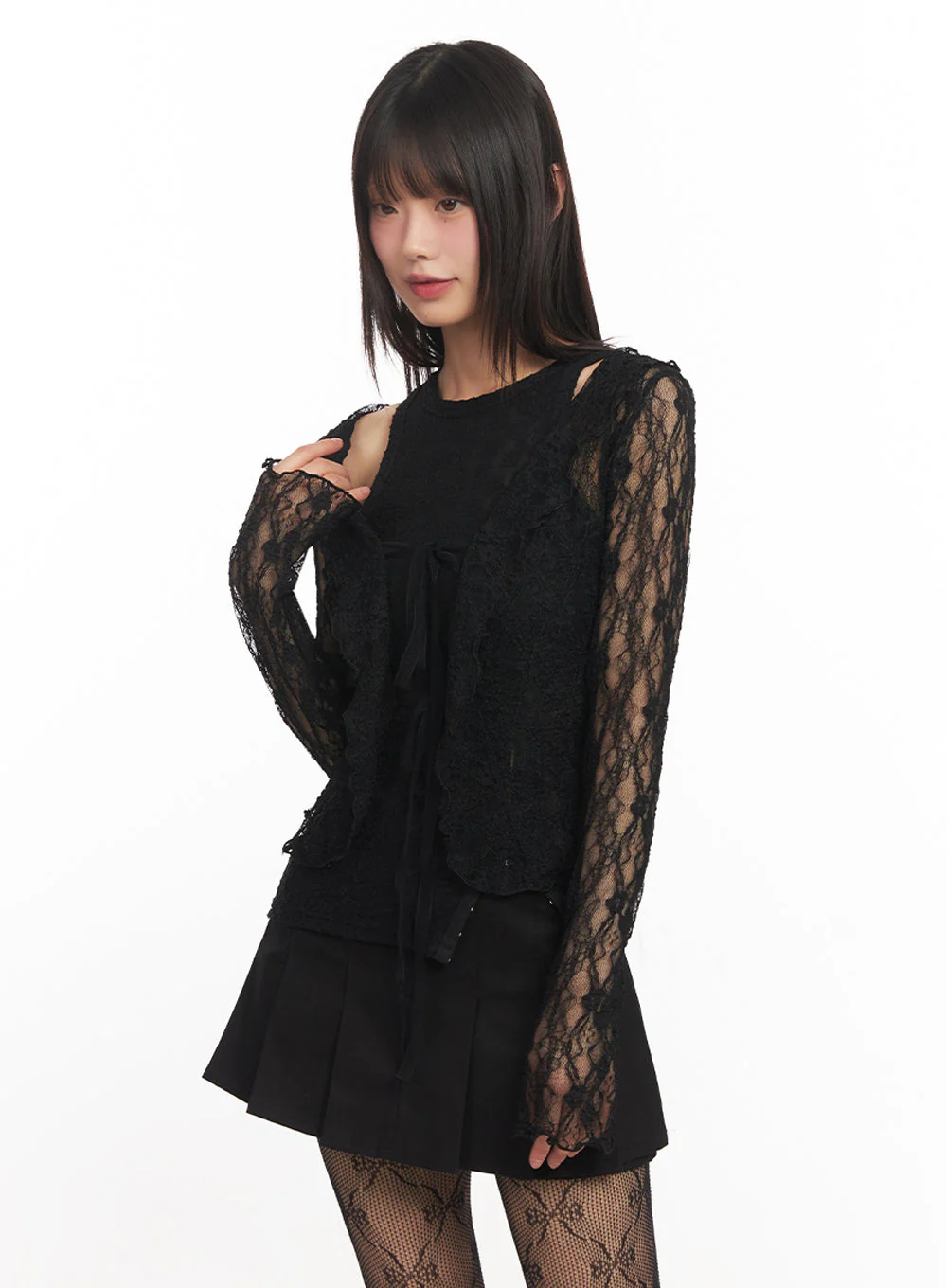 Sheer Lace Strap Cardigan IY502 - Image 2