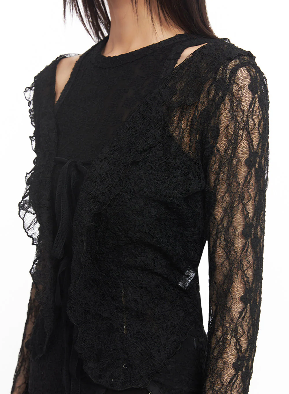 Sheer Lace Strap Cardigan IY502 - Image 5