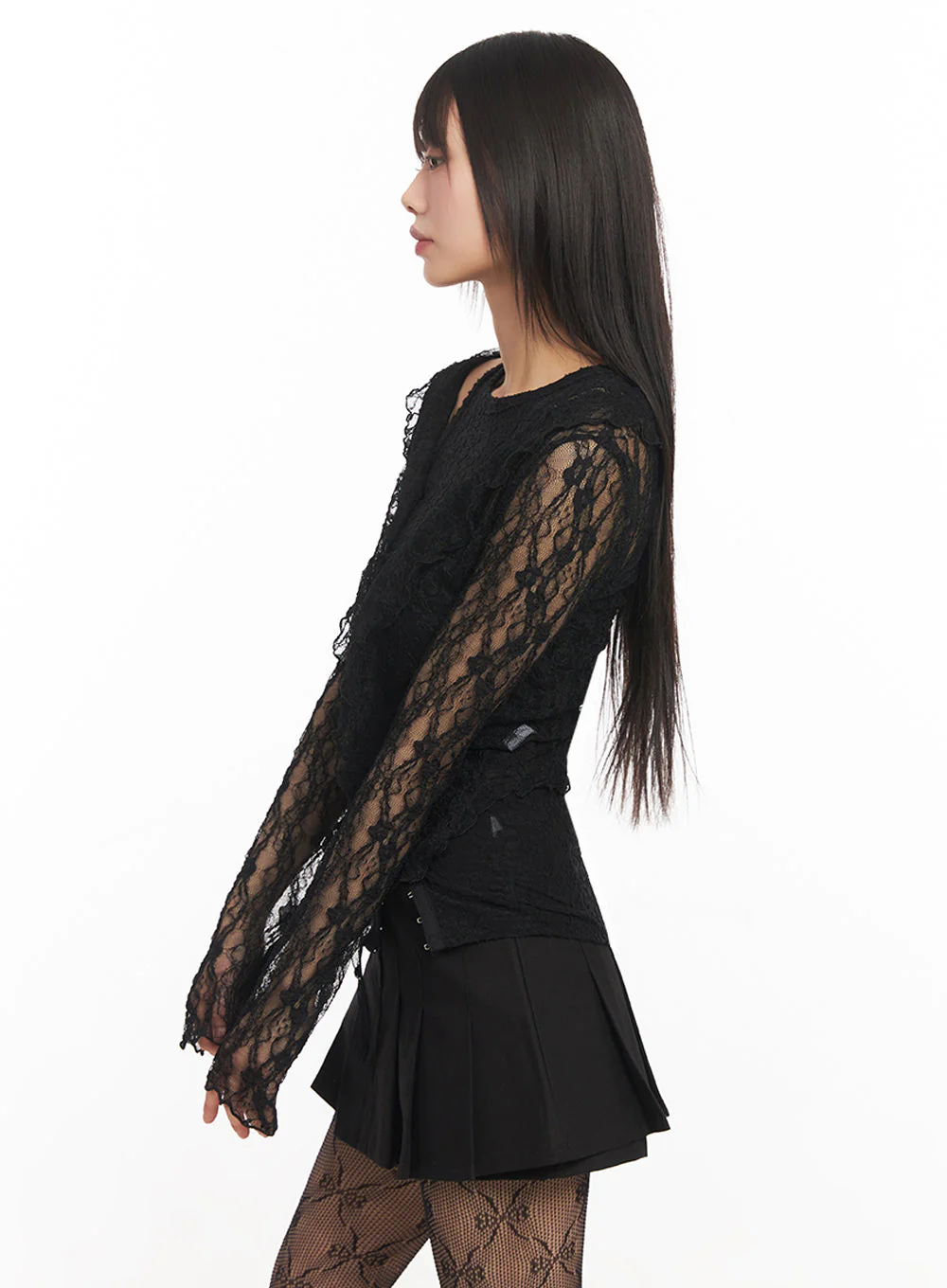 Sheer Lace Strap Cardigan IY502 - Image 9
