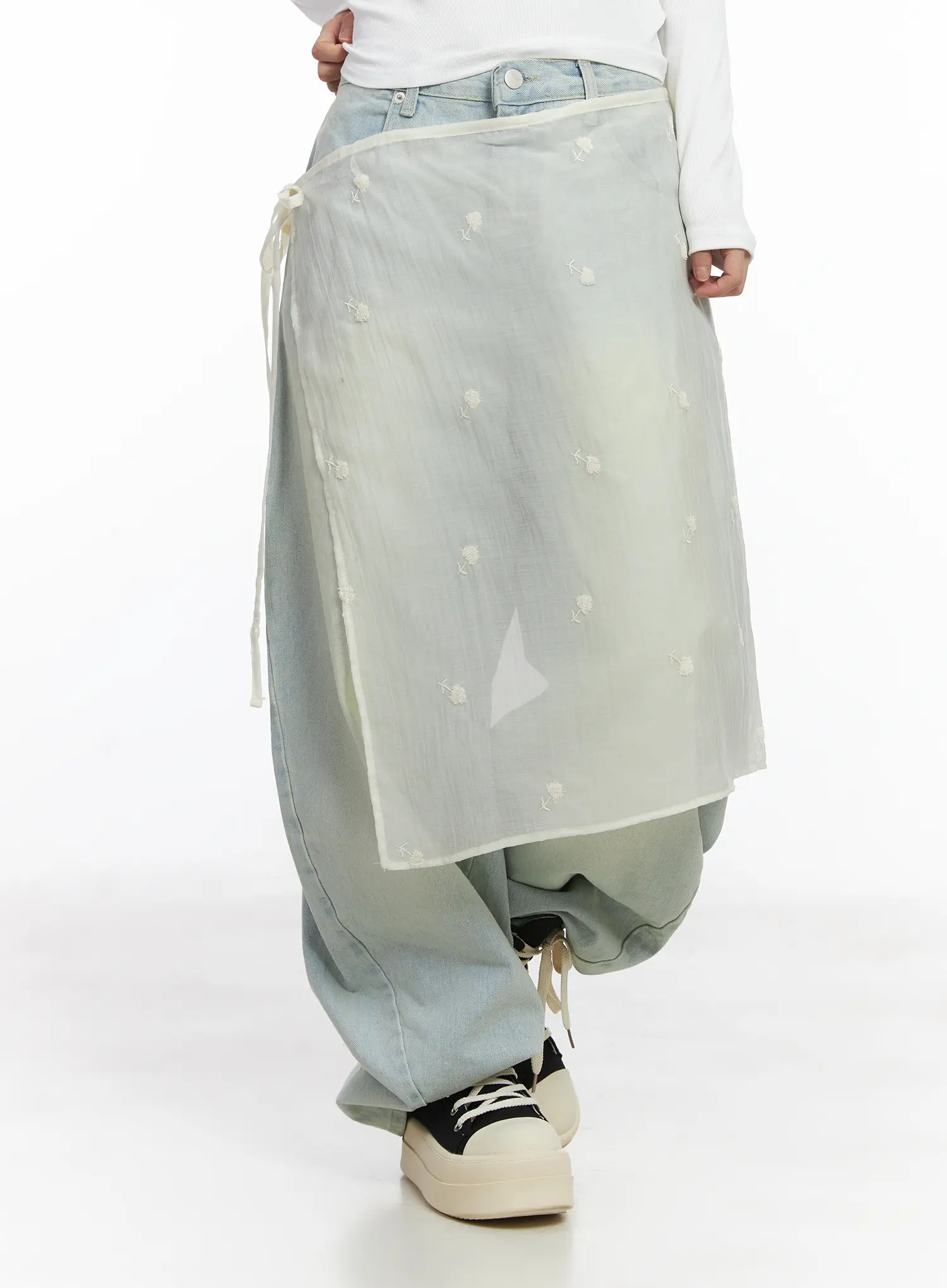 Sheer Latered Midi Skirt CJ512 - Image 2