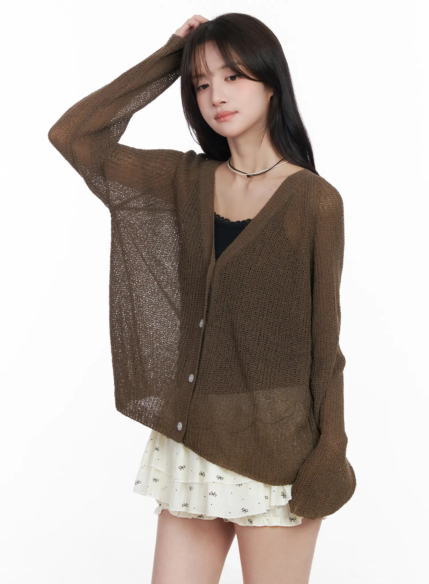 Sheer Linen Knit Cardigan CM531