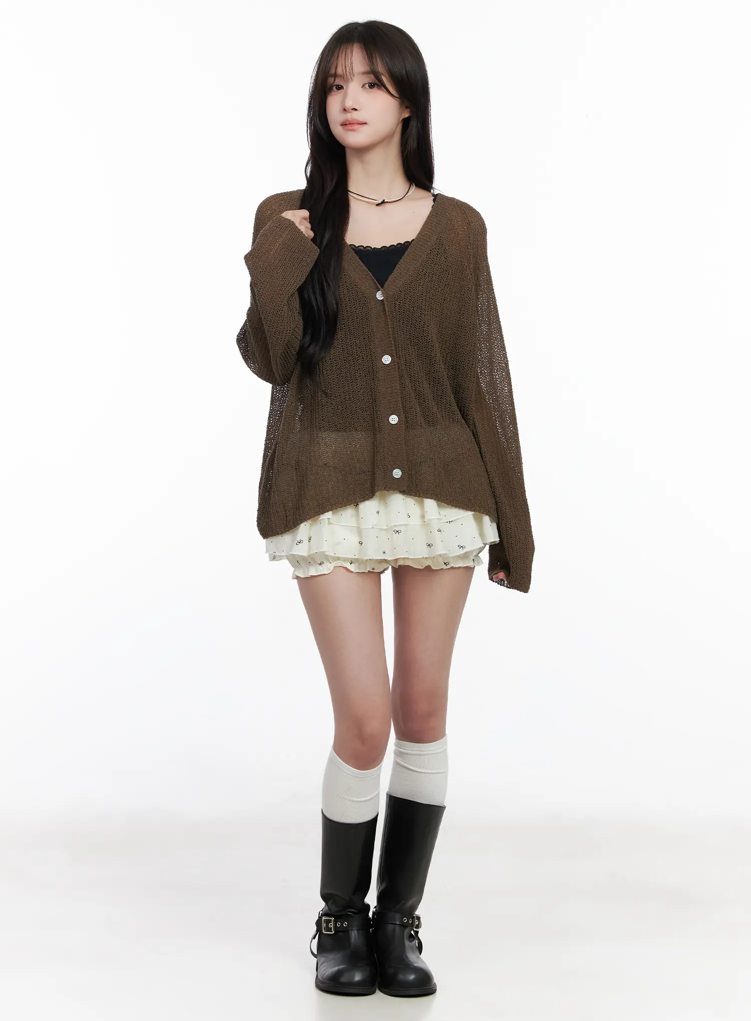 Sheer Linen Knit Cardigan CM531 - Image 3