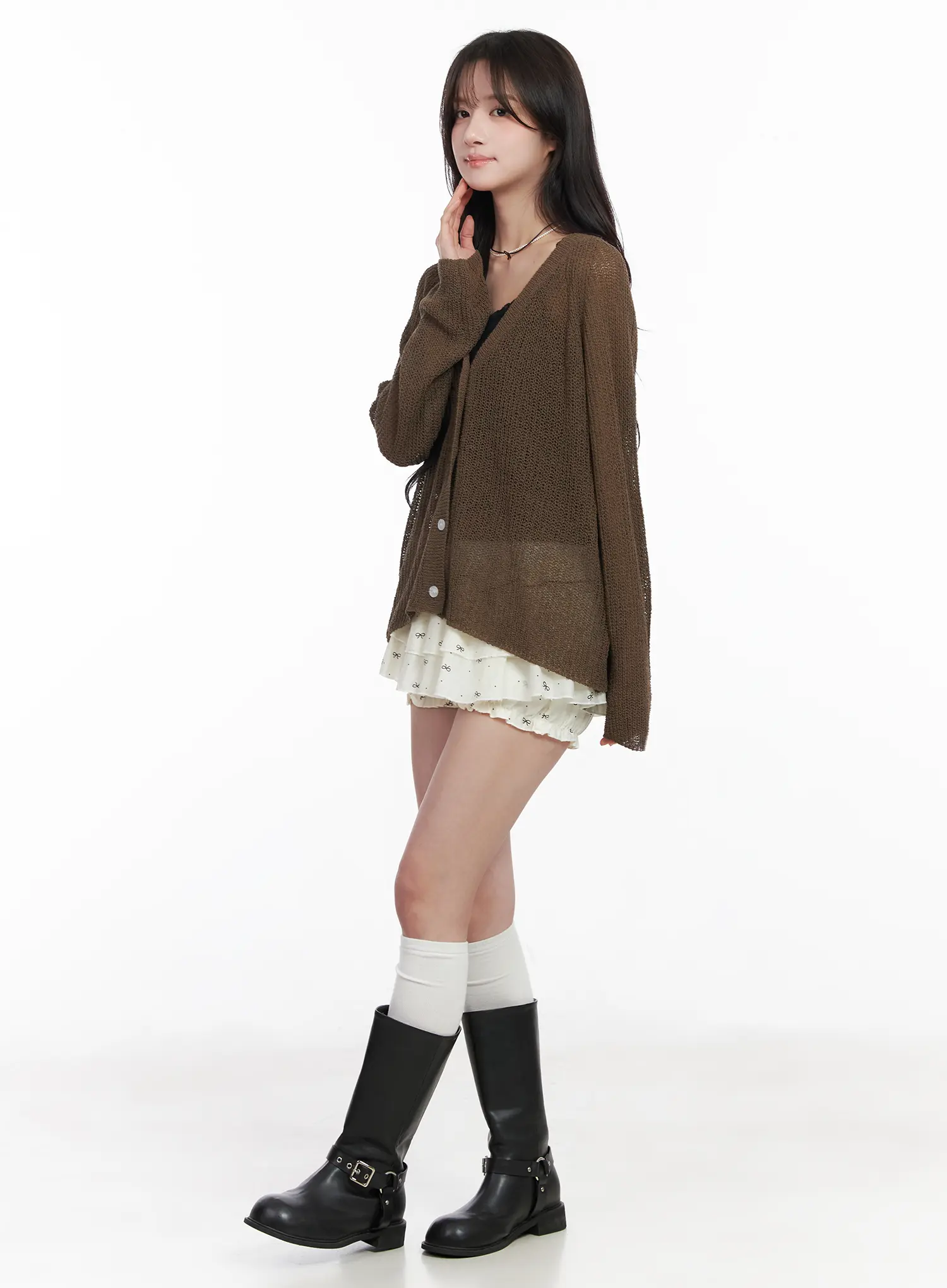 Sheer Linen Knit Cardigan CM531 - Image 4